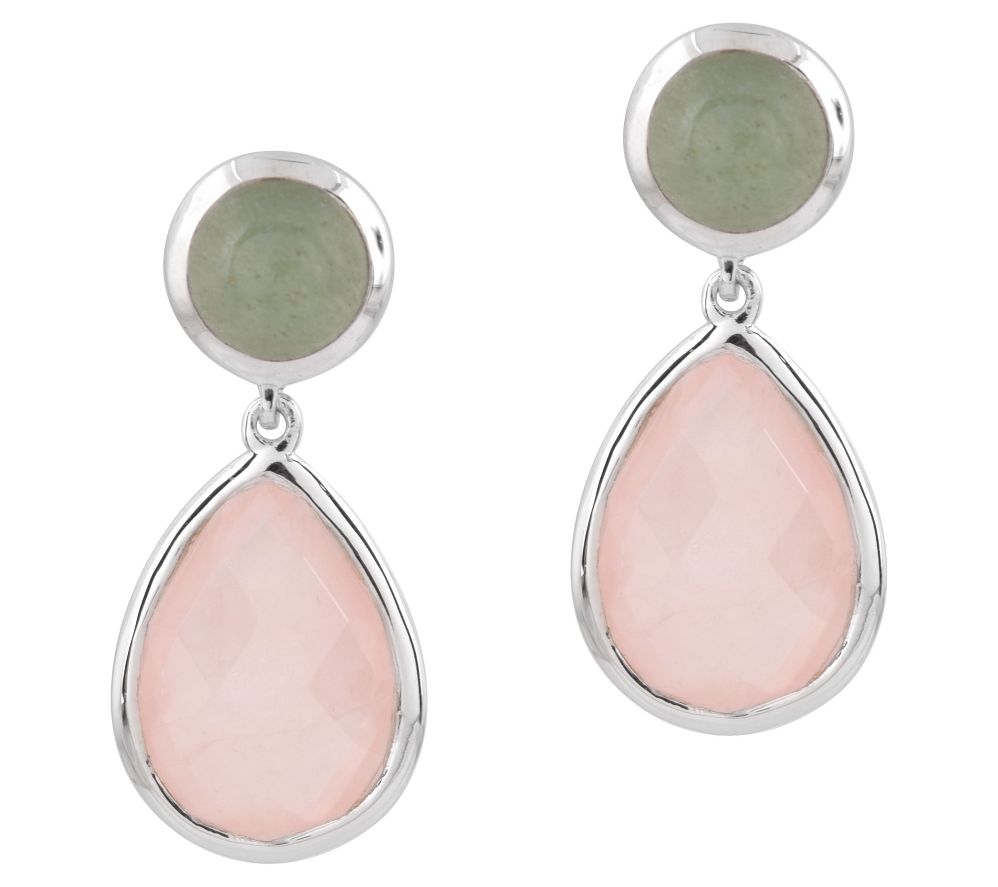 Affinity Gems Quartz & Aventurine Dangle Earrings, Sterling