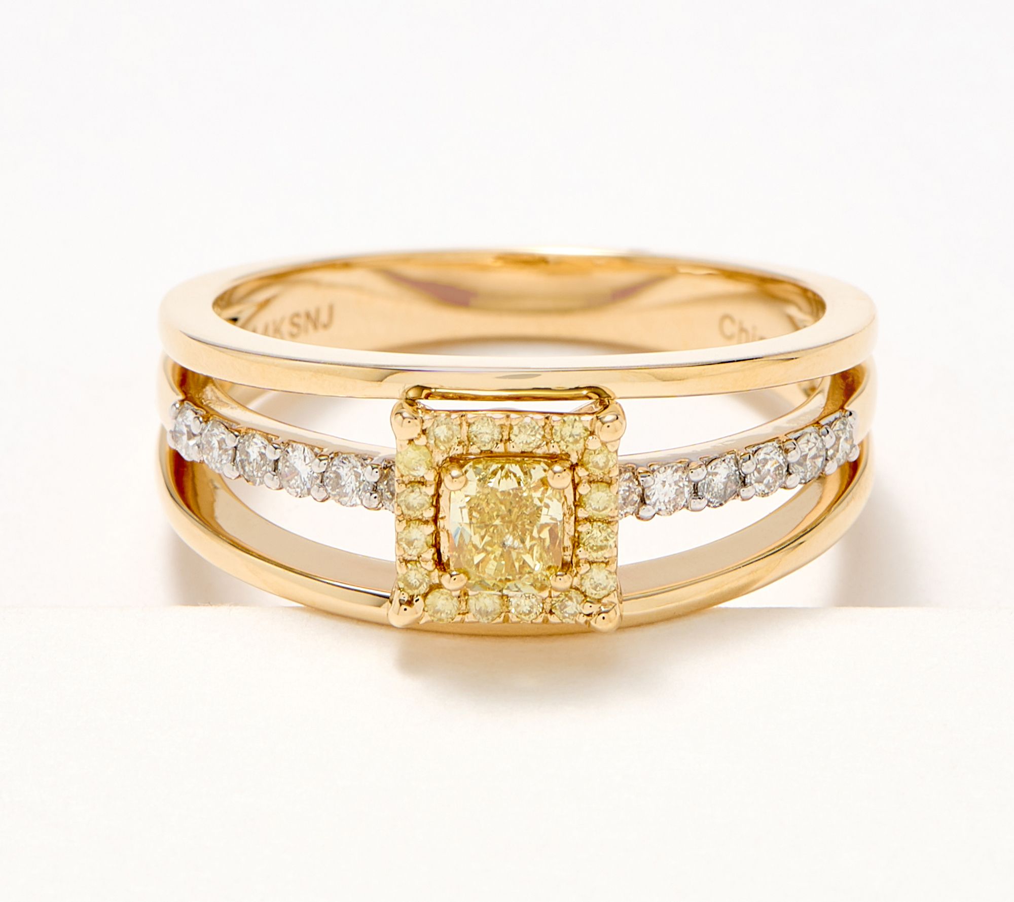 Affinity Diamonds Yellow Cushion Cut 0.45cttw Ring, 14K Gold - QVC.com