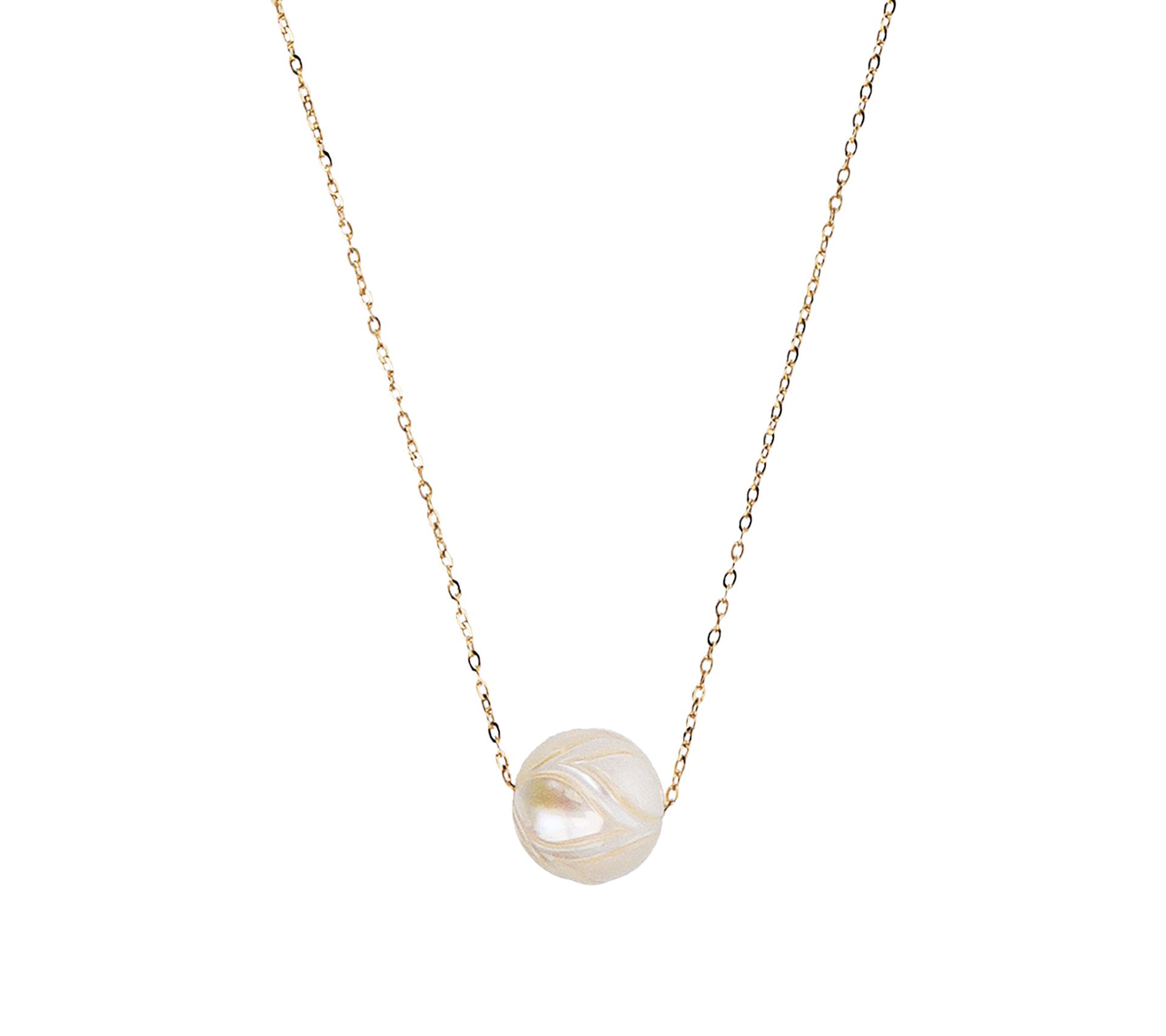 Honora Carved Cultured Pearl 20" Necklace, 14K Gold