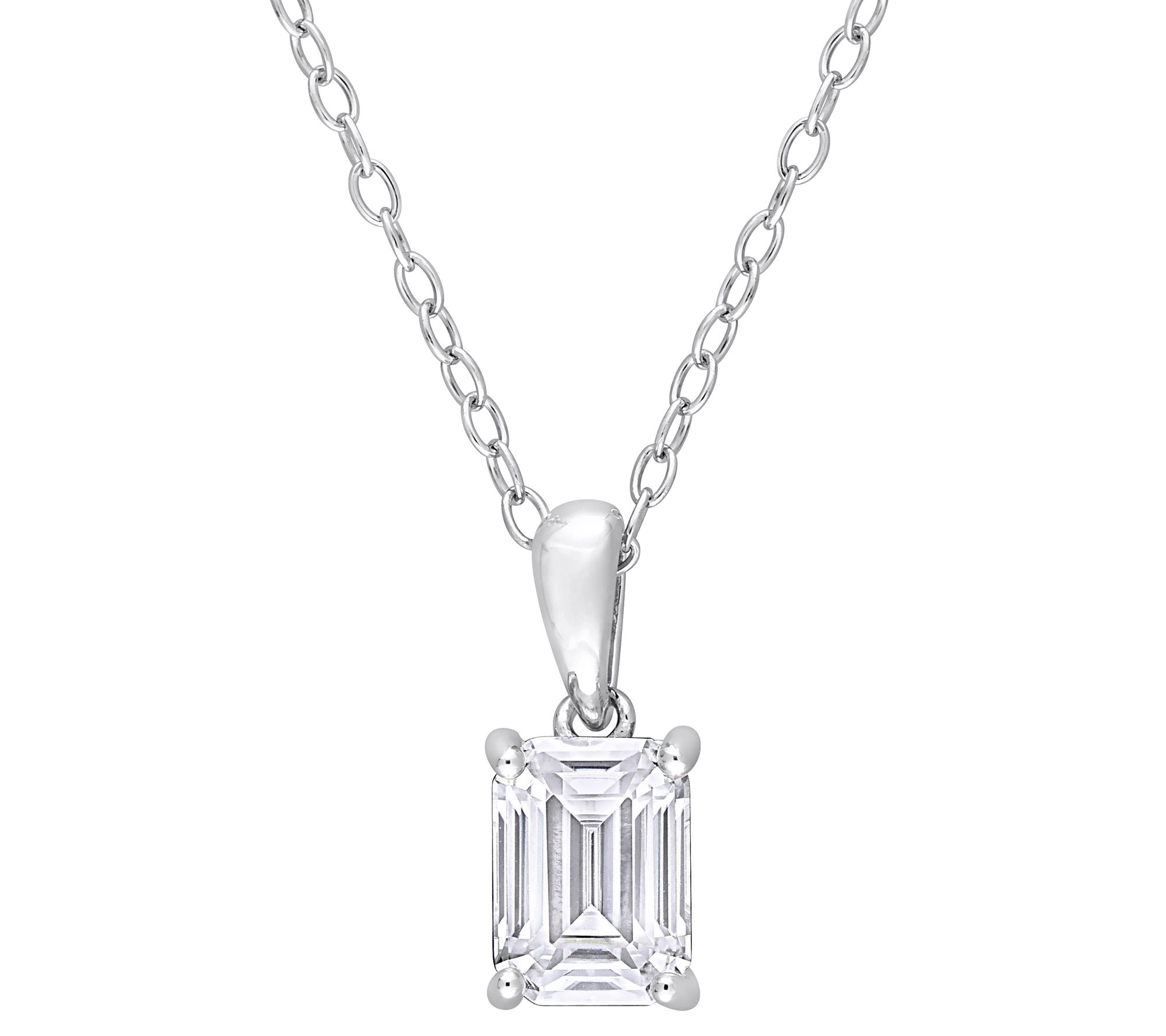 MoissanIce 0.95 cttw Solitaire Pendant w/ Chain, Sterling