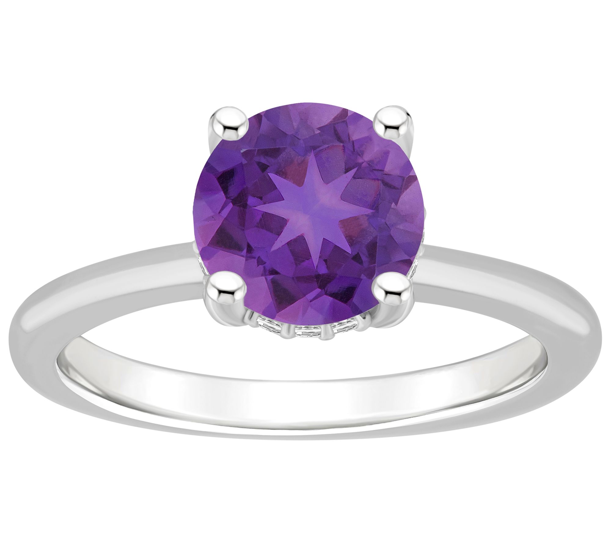 Affinity Gems Round Gemstone & Diamond GalleryRing, Sterling