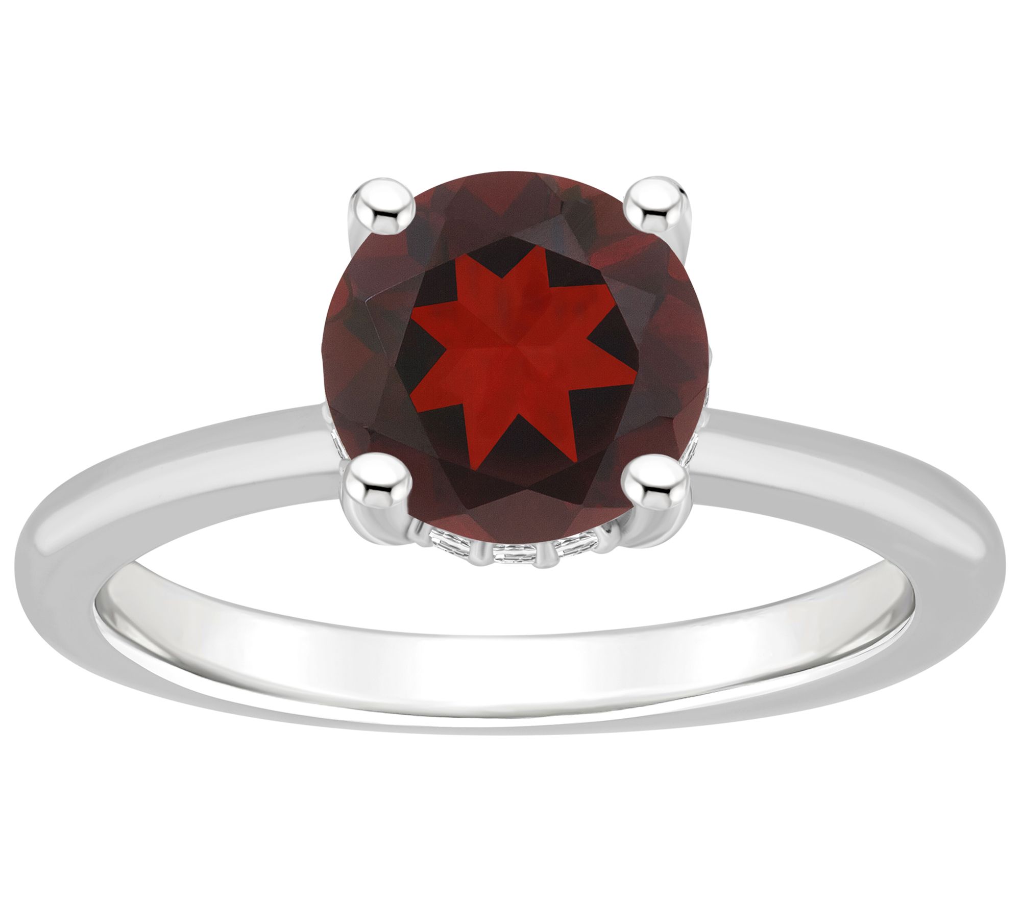 Affinity Gems Round Gemstone & Diamond GalleryRing, Sterling