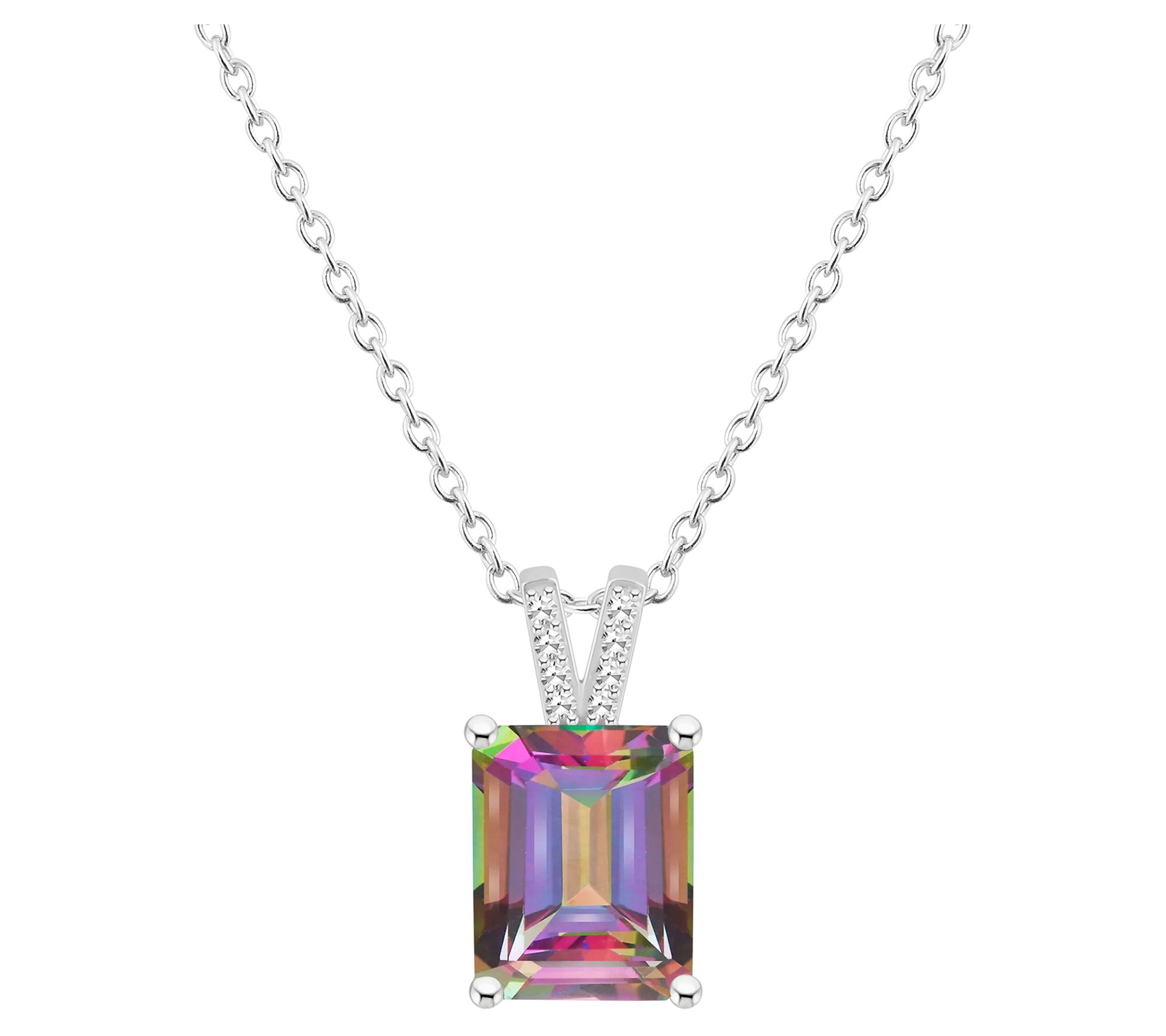 Affinity Gems Topaz & Diamond Pendant w/ Chain,Sterling
