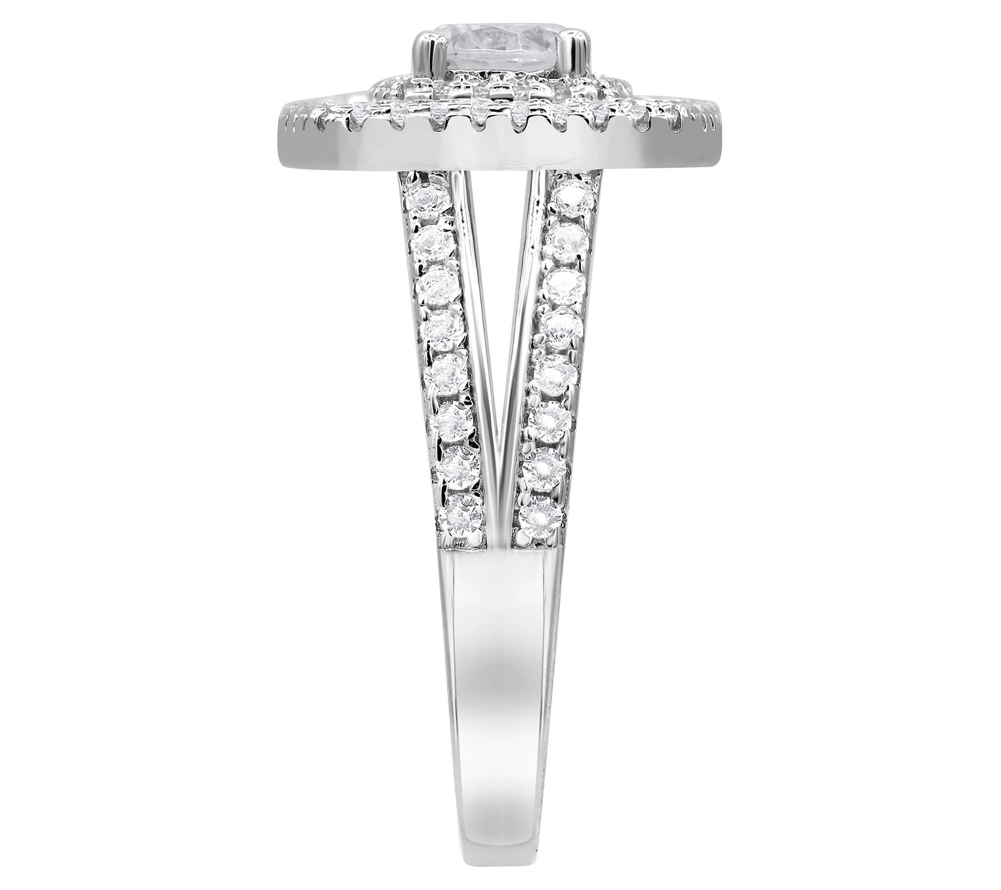 Diamonique 2.75 cttw Triple Halo Bridal Ring, Sterling Silver - QVC.com