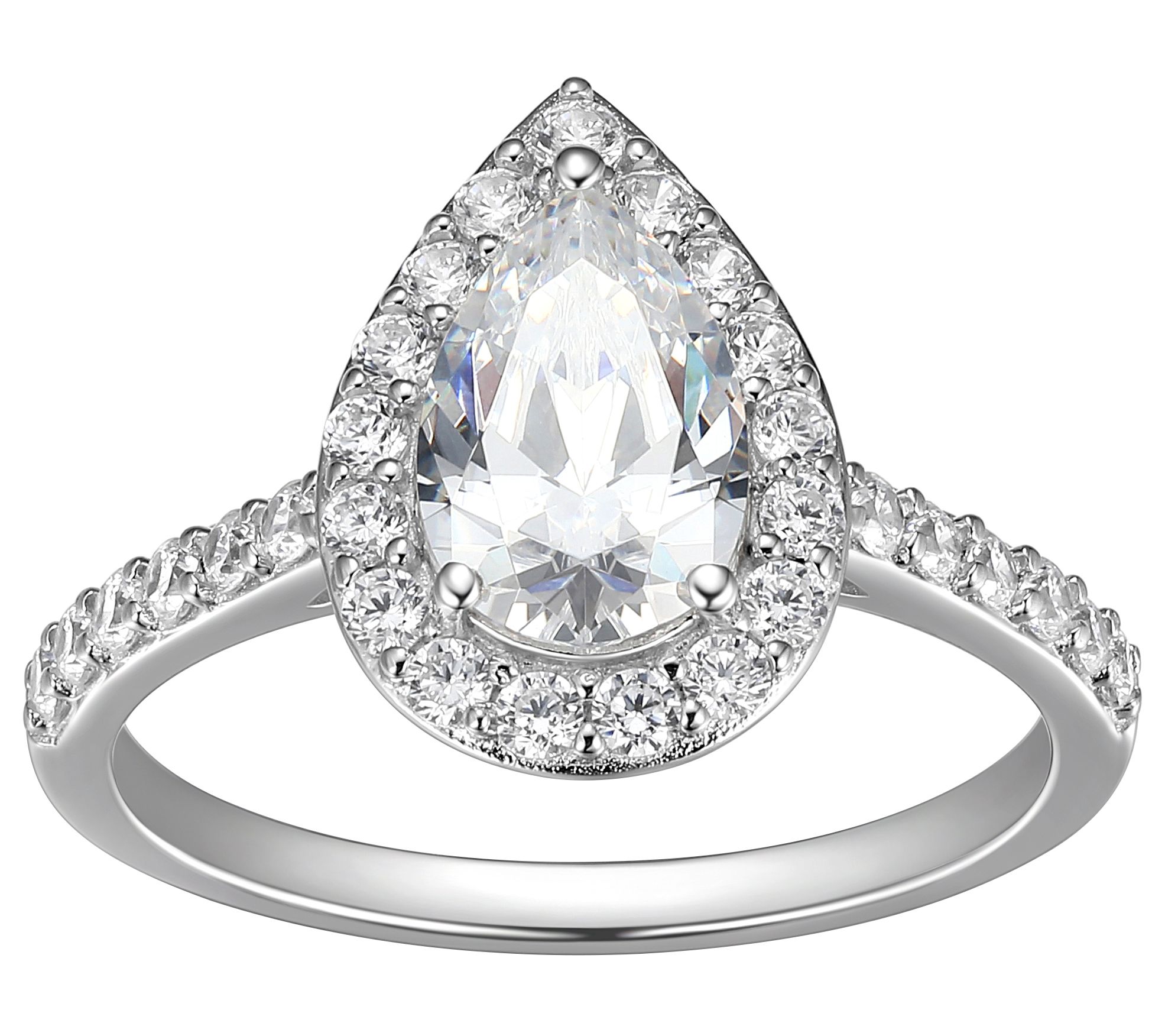 Sterling Silver 1.95 cttw Moissanite Pear Cut Ring