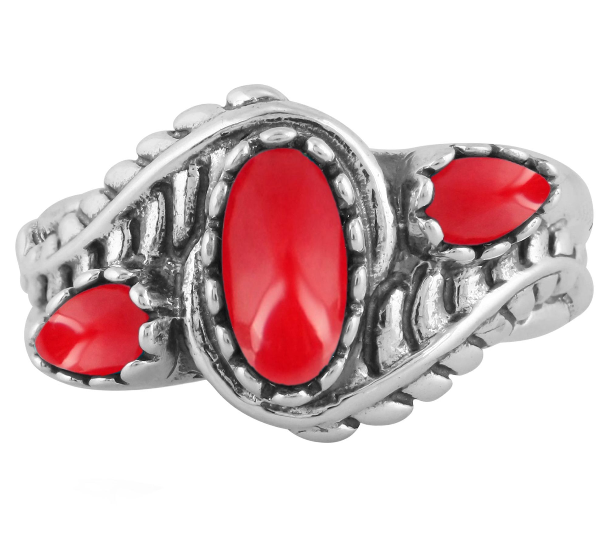 American West Sterling Silver Oval & Pear Gemst one Ring