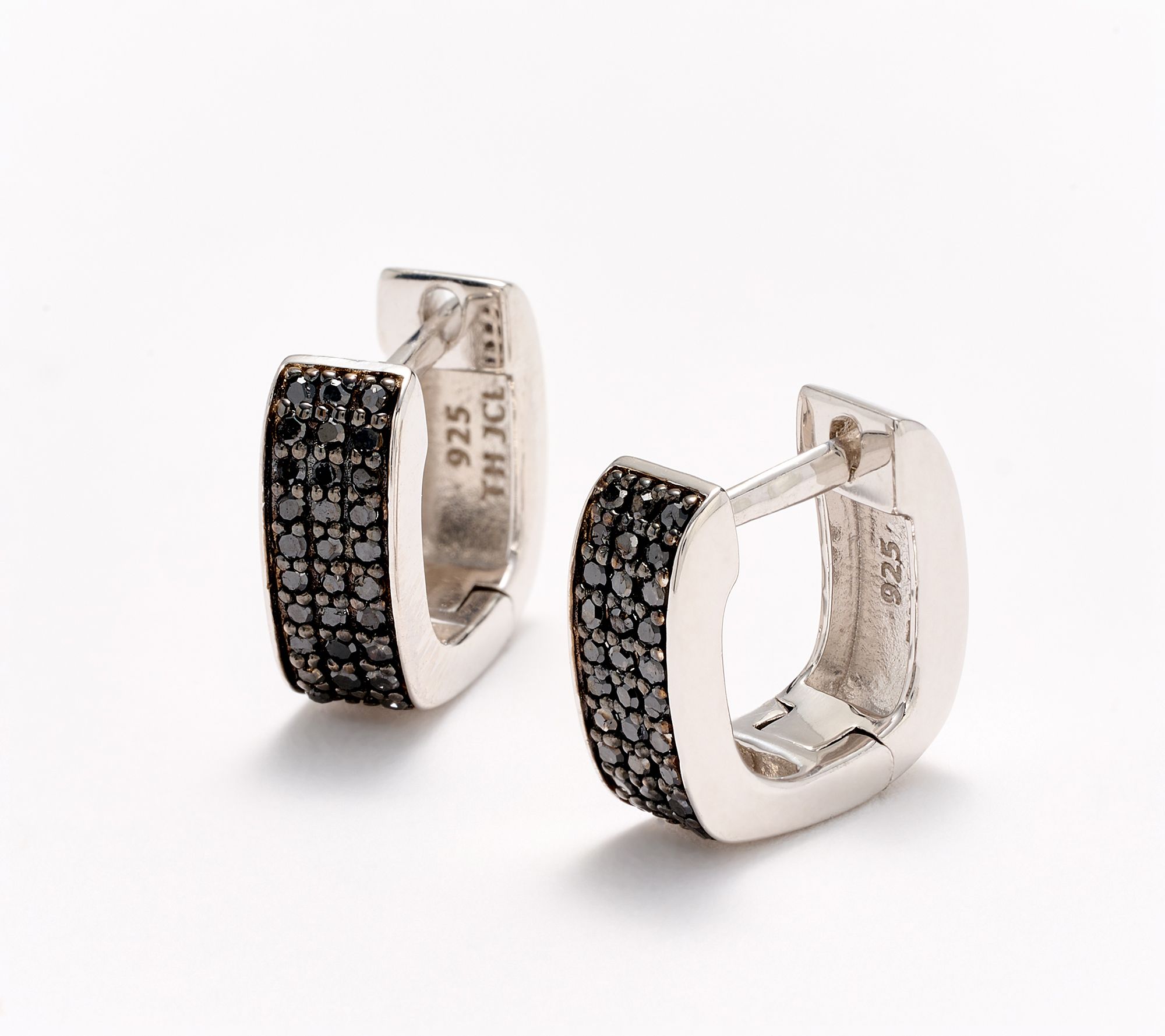 Accents by Affinity Square Pave Huggie Hoops, 0.23cttw, Sterl