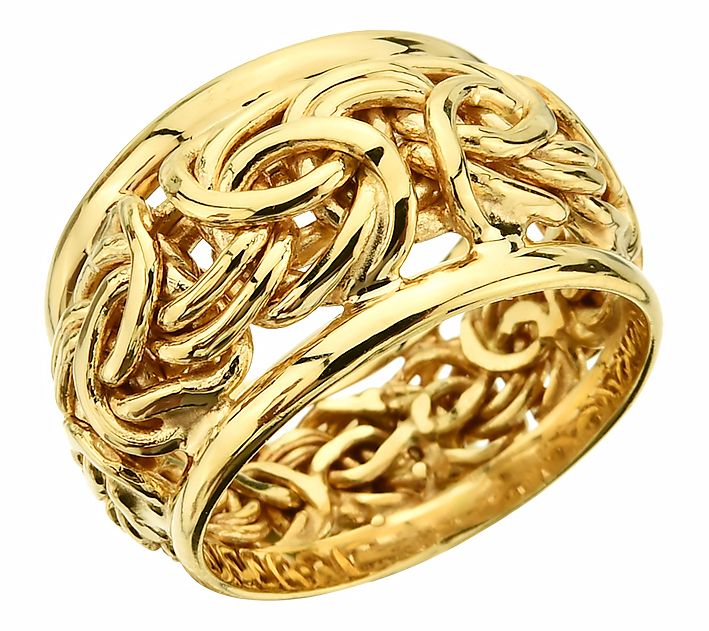Adorna 14K Gold Solid Byzantine Band Ring