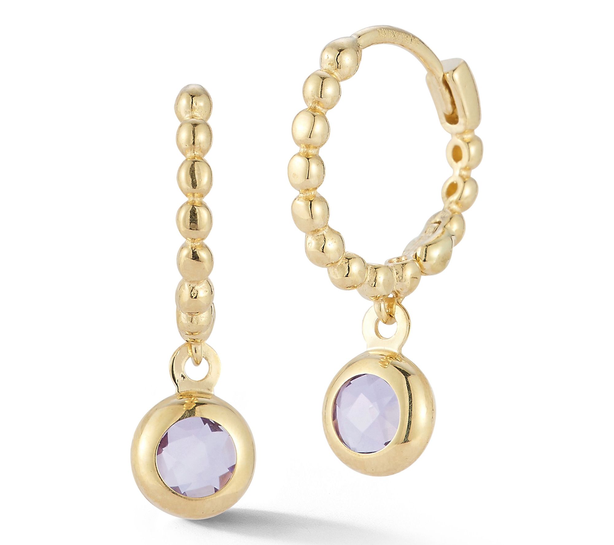 Luminosa Gold Gemstone Bubble Charm Huggie Earrings, 14K