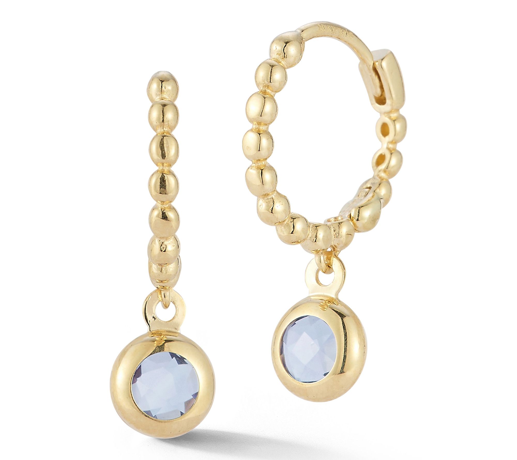 Luminosa Gold Gemstone Bubble Charm Huggie Earrings, 14K