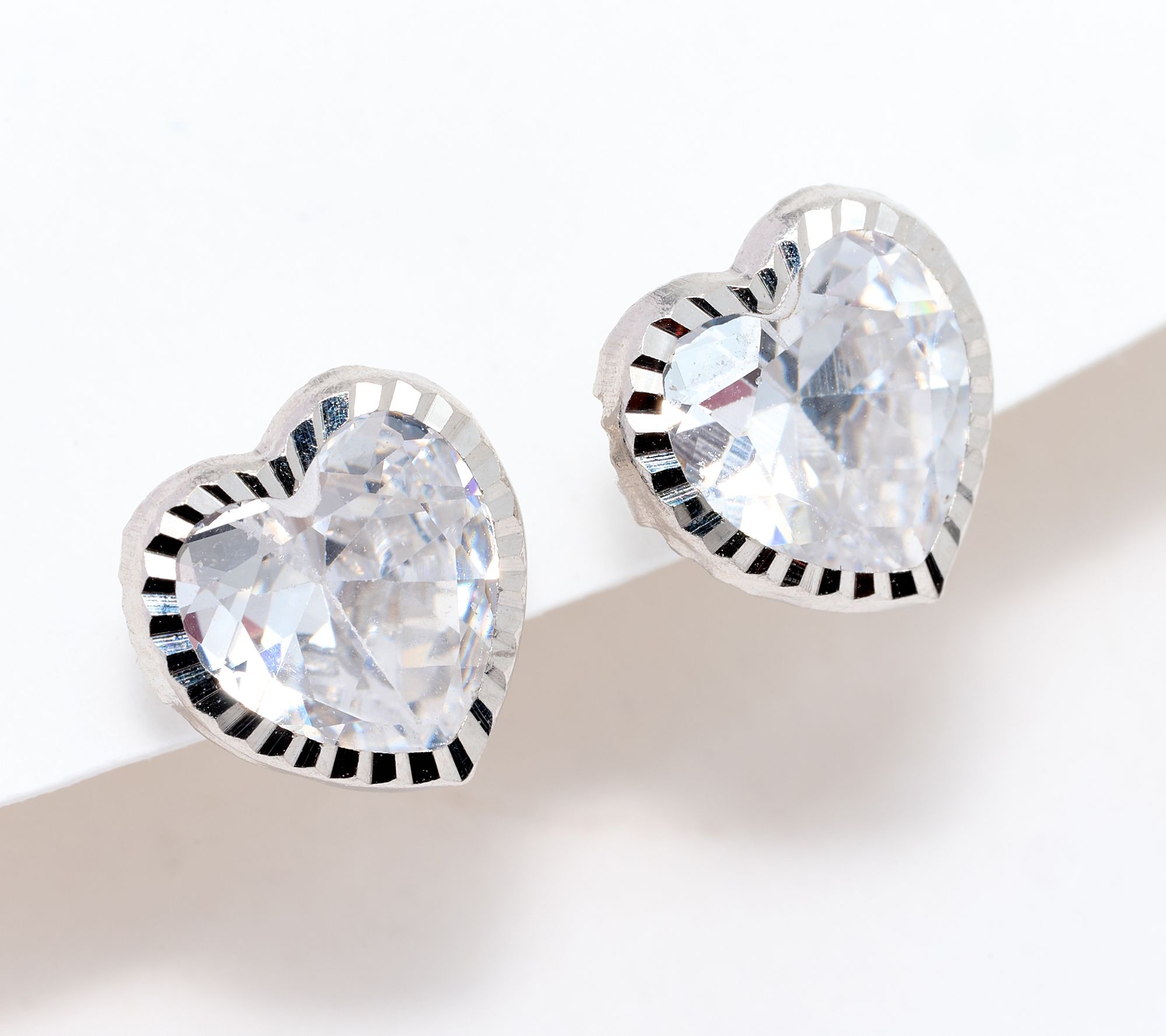As Is Diamonique Italia Heart Stud Earrings, 14K Gold
