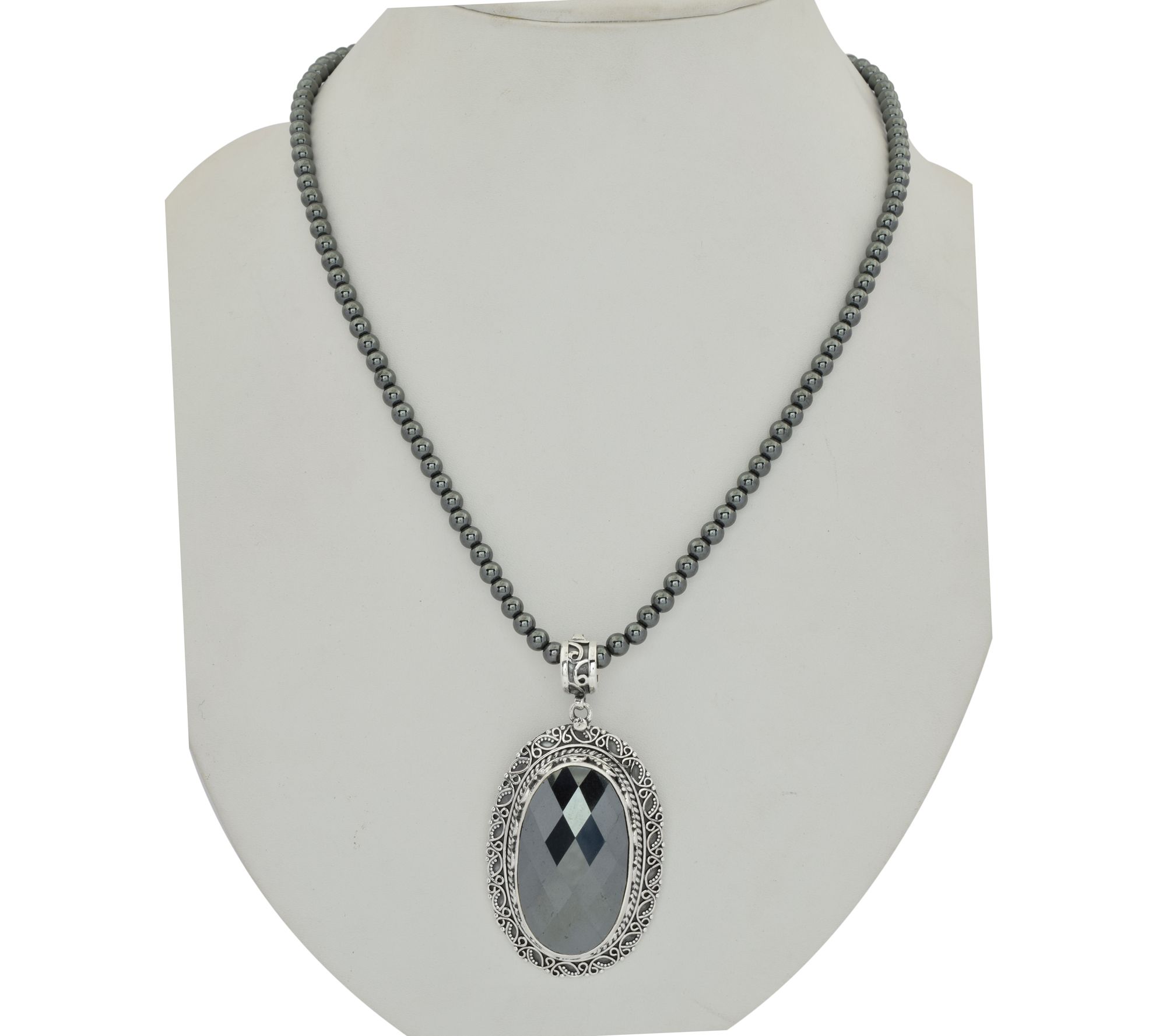 Artisan Crafted Sterling Hematite Pendant w/ Bead Chain