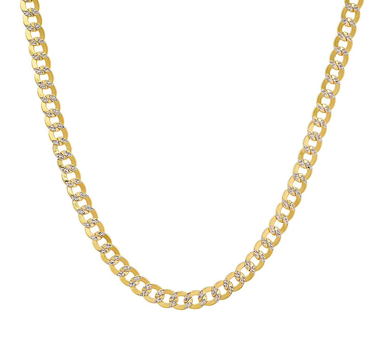 Mens 14K Gold Two-Tone 20" Diamond Cut Curb Link Chain