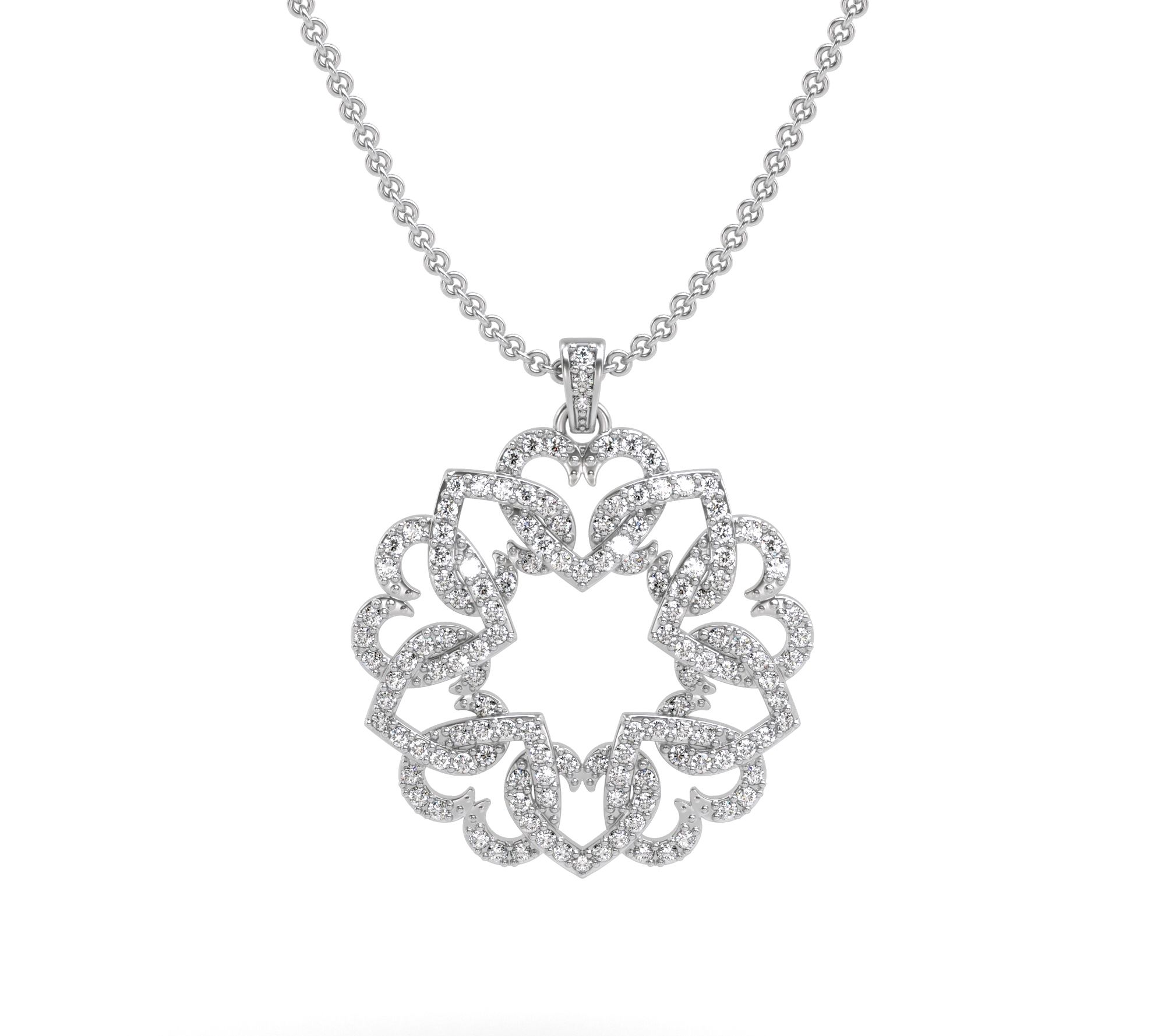 Diamonique 3.30 cttw Heart Wreath Pendant w/ Chain, Sterling