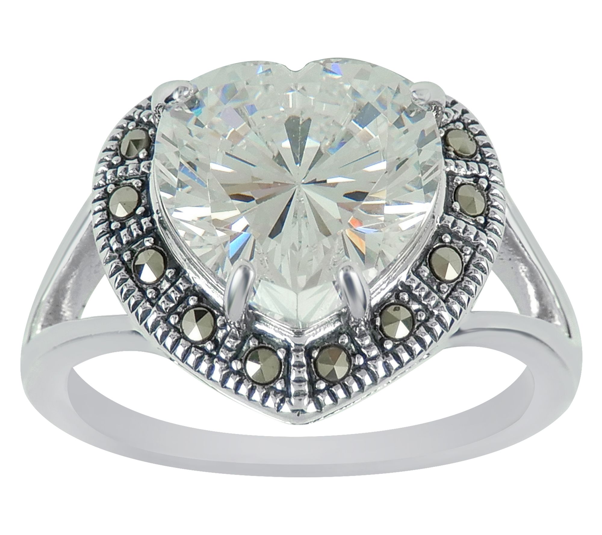 Suspicion Sterling Diamonique & Marcasite HeartRing