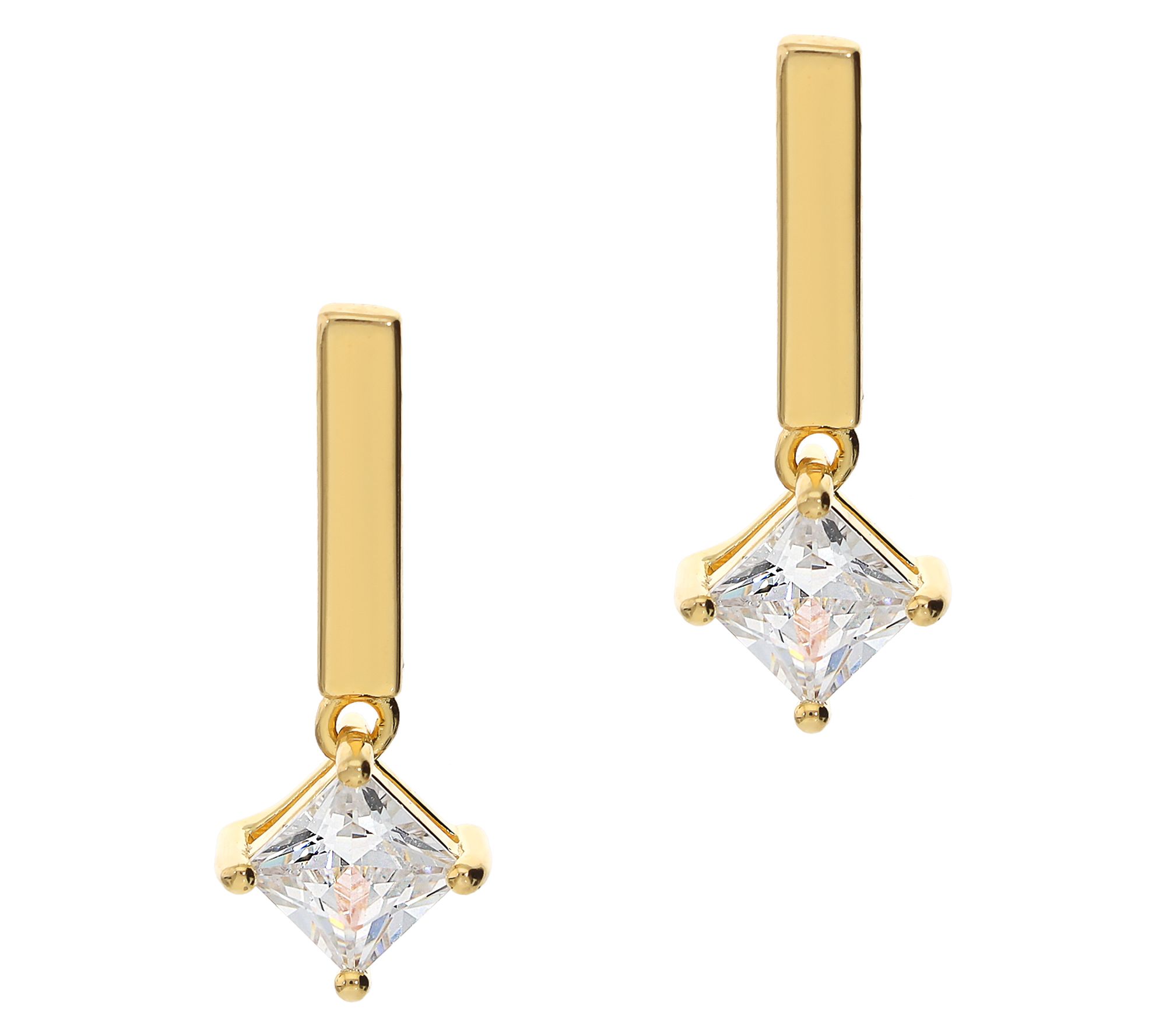 Diamonique 1.50 cttw Princess Cut Dangle Earrings, Sterling