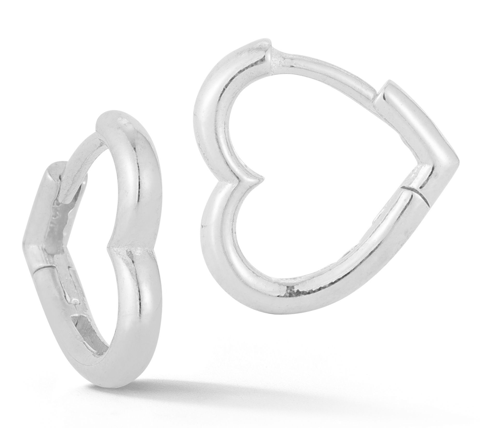 Sterlina Silver 1/2" Heart Hinged Hoop Earrings, Sterling