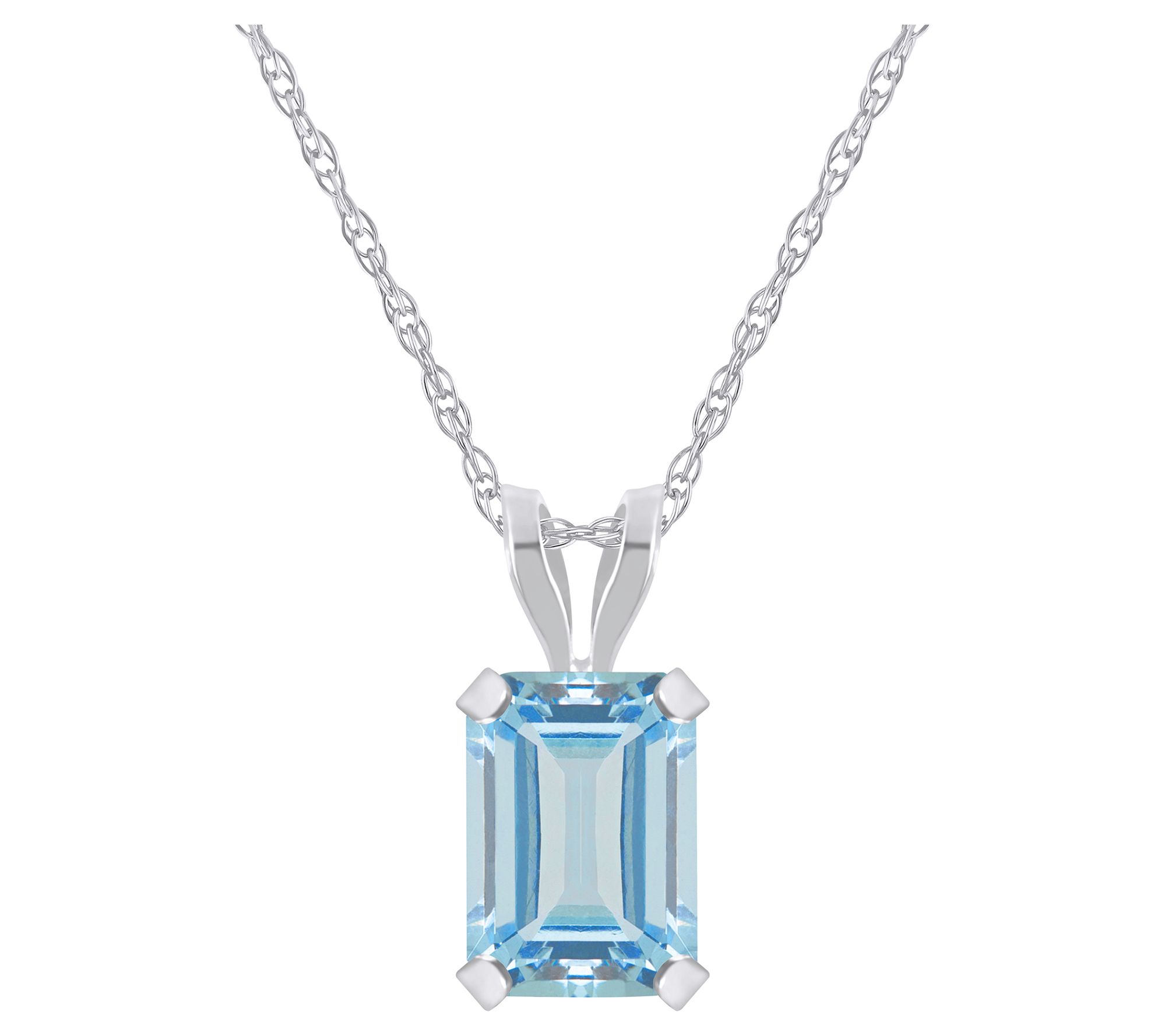 Affinity Gems Emerald Cut Gemstone Necklace, 10K White Gold