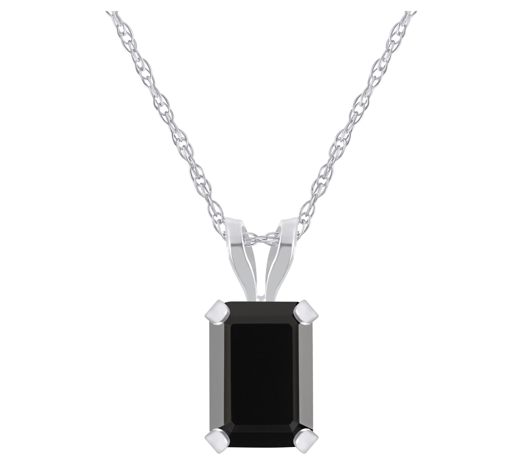 Affinity Gems Emerald Cut Gemstone Necklace, 10K White Gold