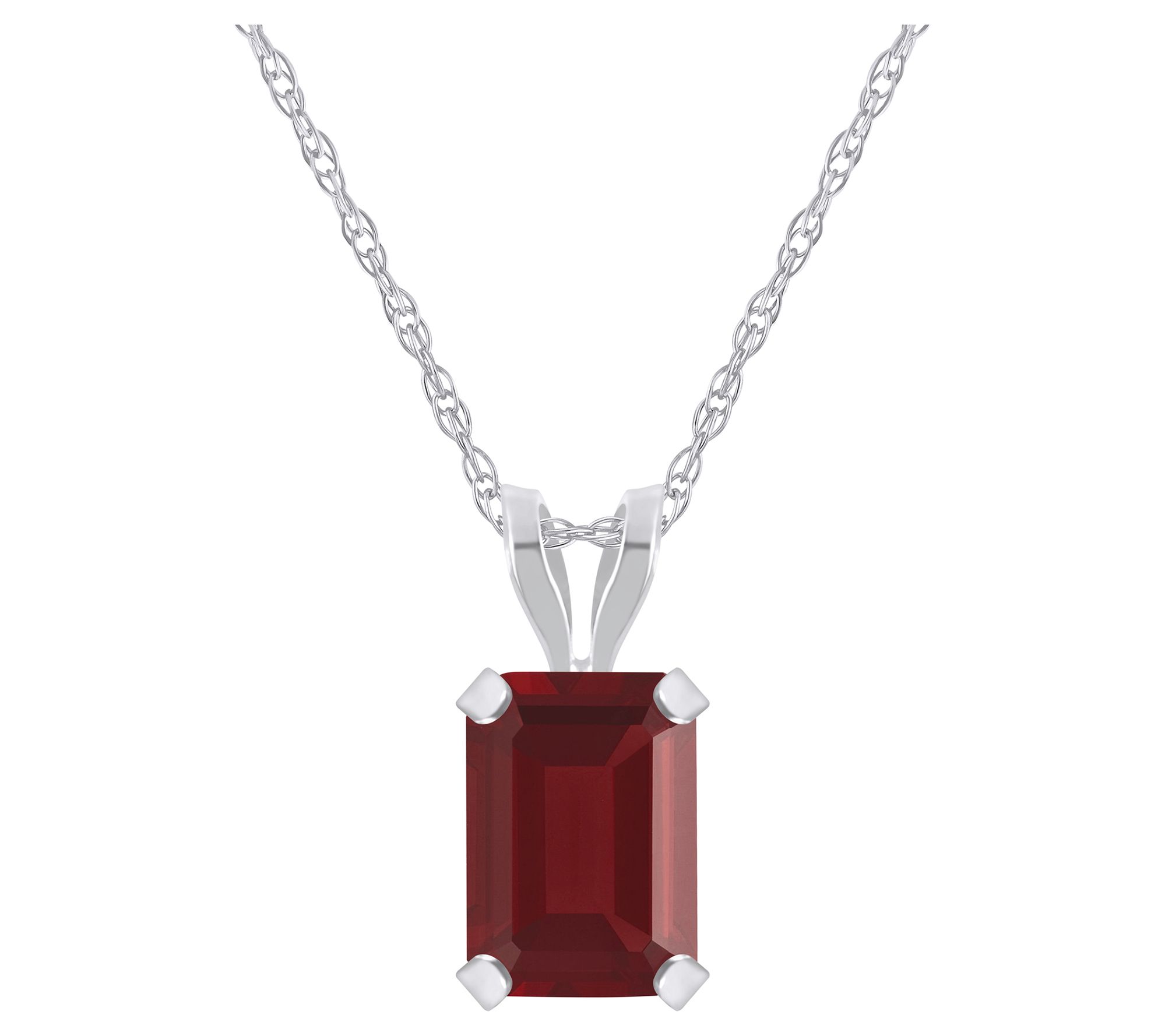 Affinity Gems Emerald Cut Gemstone Necklace, 10K White Gold