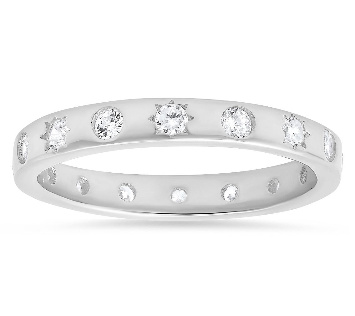 Diamonique Celestial Eternity Band Ring, Sterling Silver