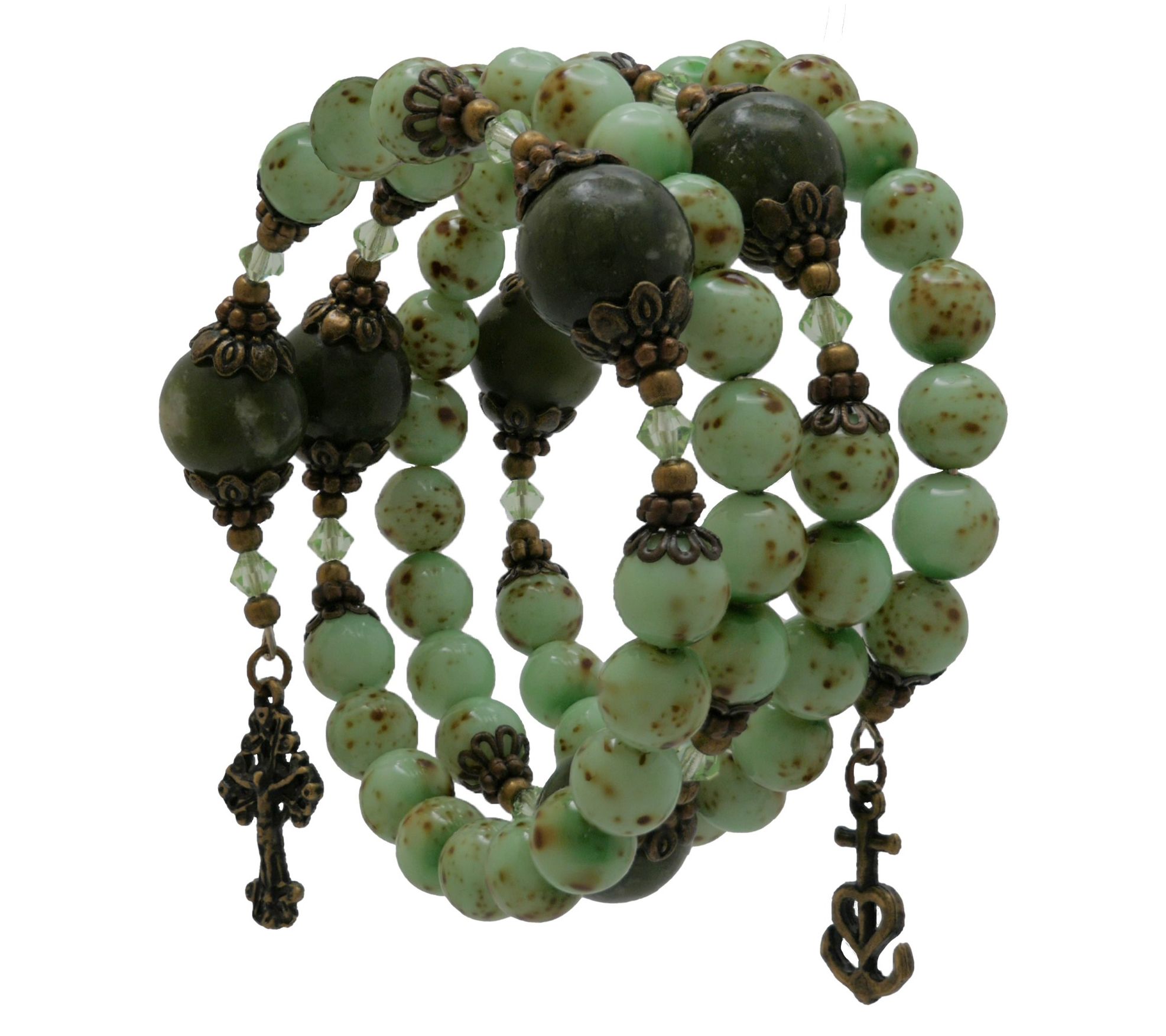 Connemara Marble Green Coil Rosary Bracelet
