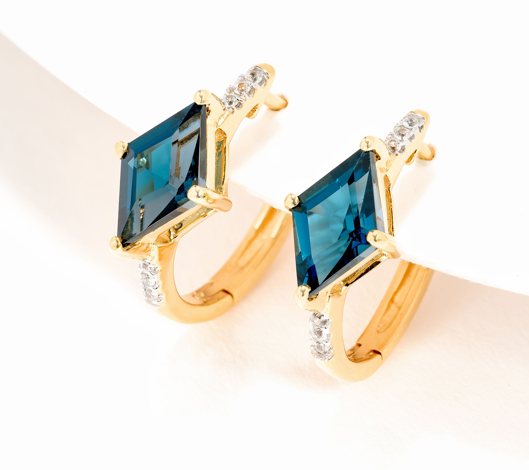 Affinity Gems Precious Gem & White Zircon Kite Cut Earrings, 14K