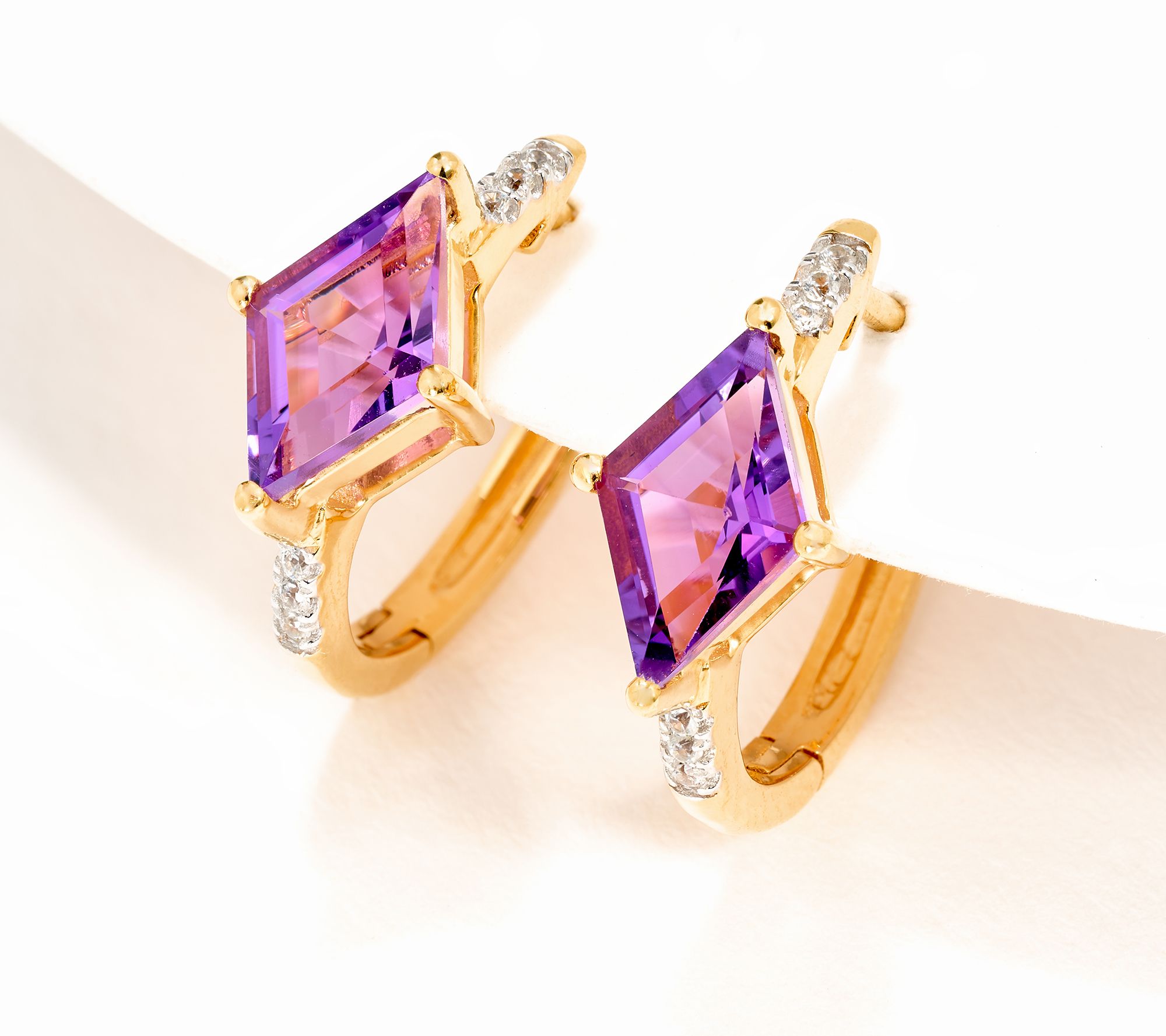 Affinity Gems Precious Gem & White Zircon Kite Cut Earrings, 14K