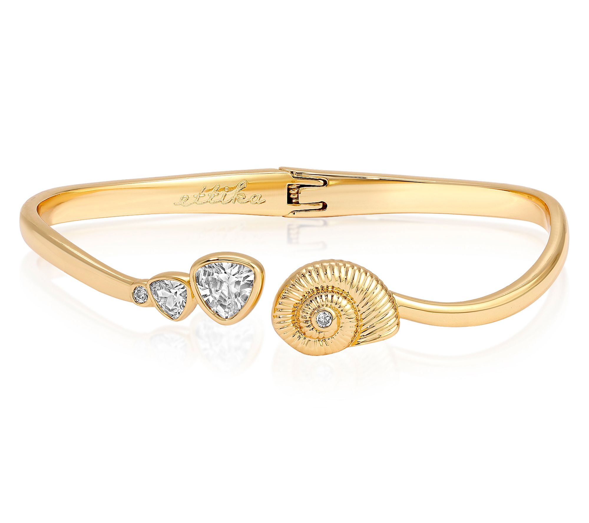 Ettika Golden Nautilus Shell Hinged Cuff