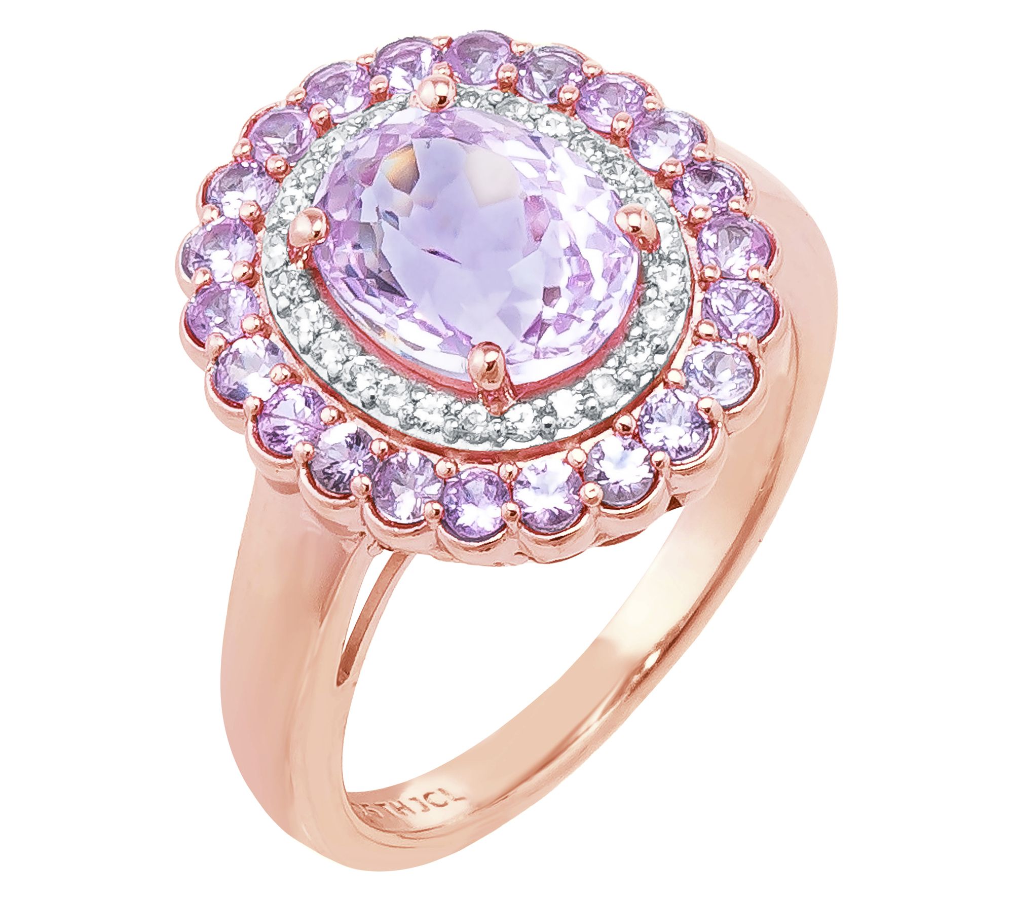 Affinity Gems Kunzite & Pink Sapphire Halo Ring, Sterling