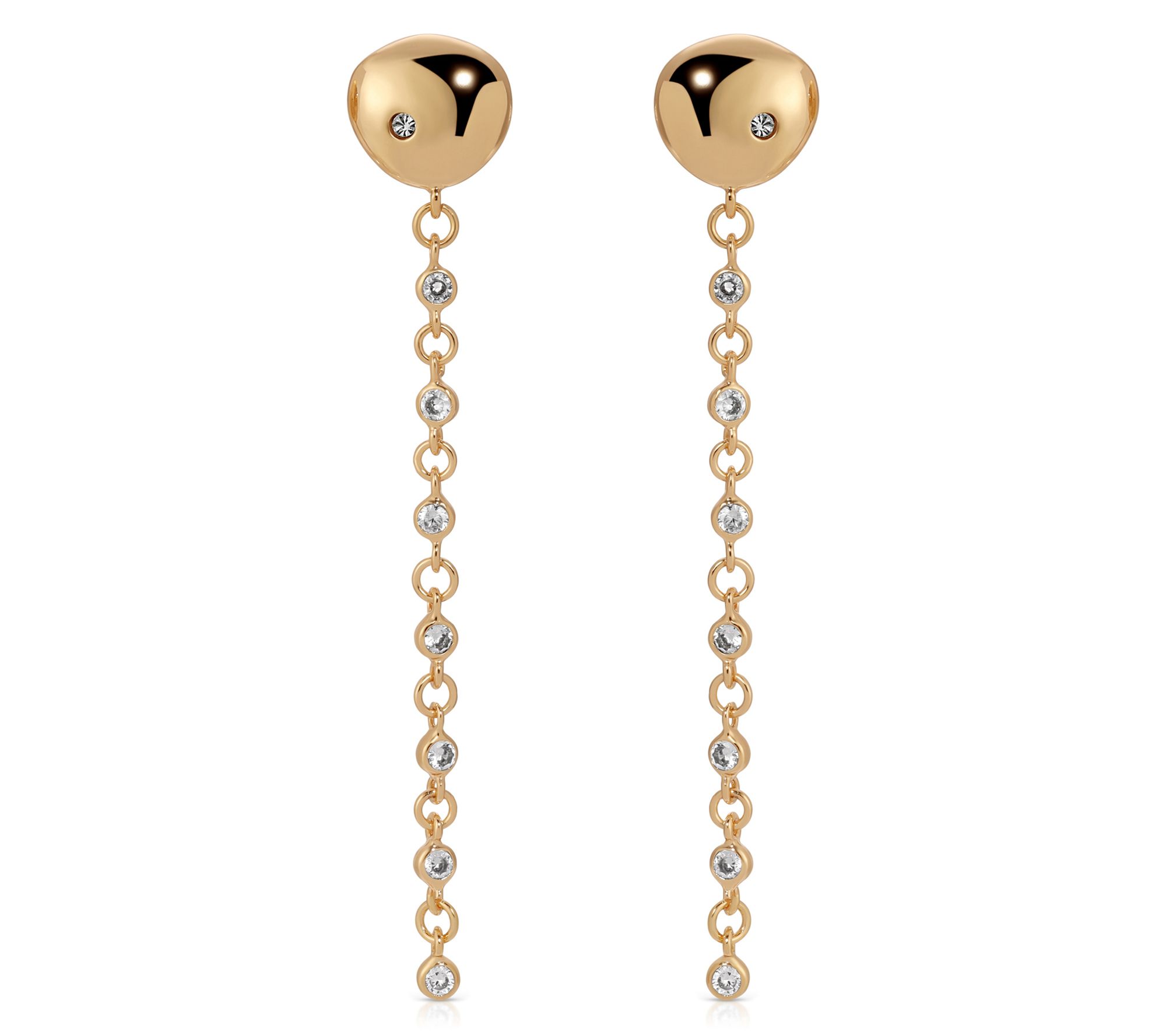 Ettika Polished Pebble Cubic Zirconia Chain Drop Earrings