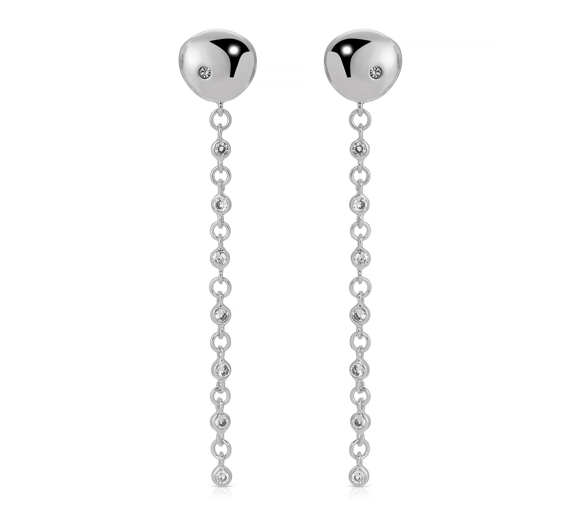Ettika Polished Pebble Cubic Zirconia Chain Drop Earrings