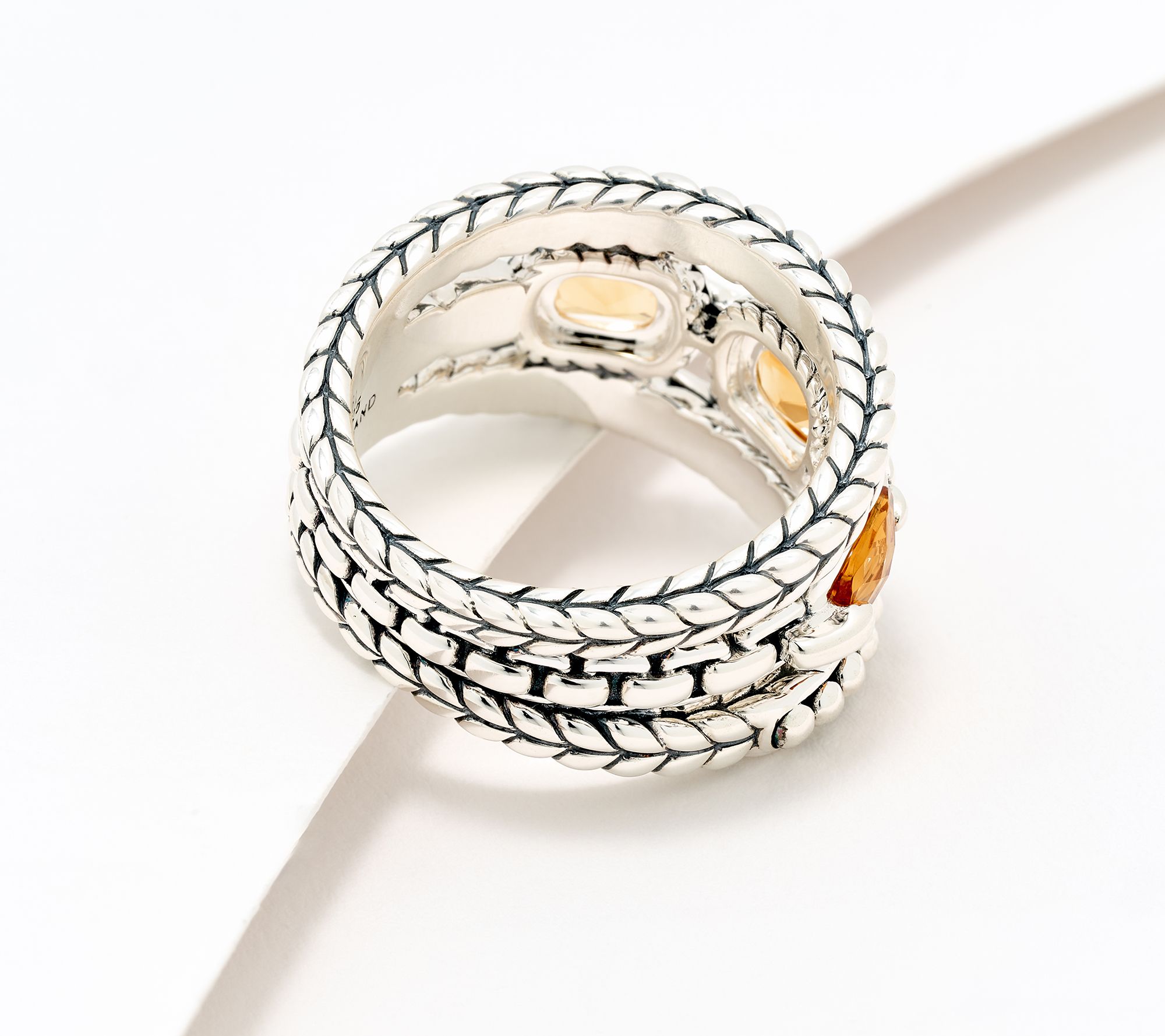 JAI Sterling Silver Oval Gemstone Triple Band Ring - QVC.com