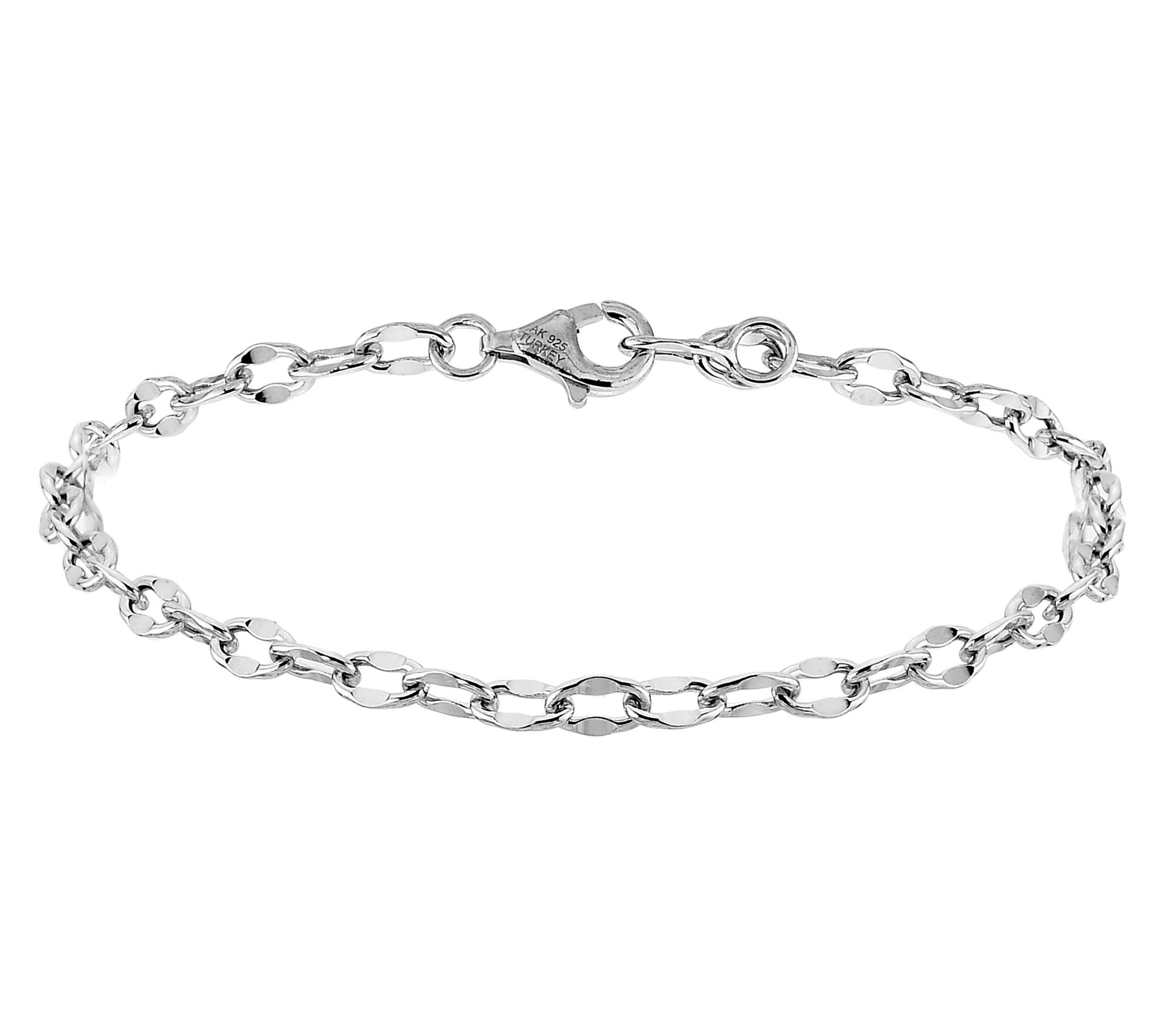 Silver Style 3.5mm Solid Mirror Link Chain Bracelet, Sterling