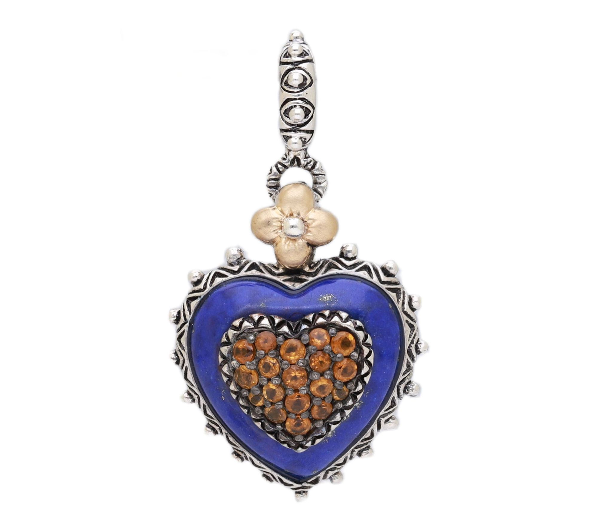Barbara Bixby Sterling Silver & 18K Gold Lapis& Citrine Heart