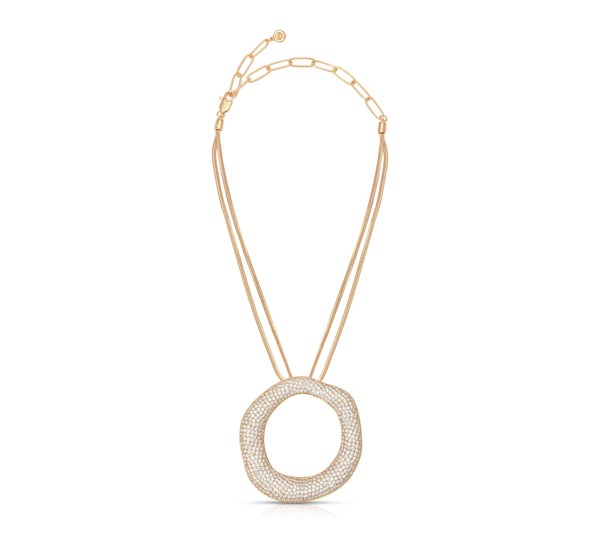 Ettika Open Circle Pave Double Chain Necklace