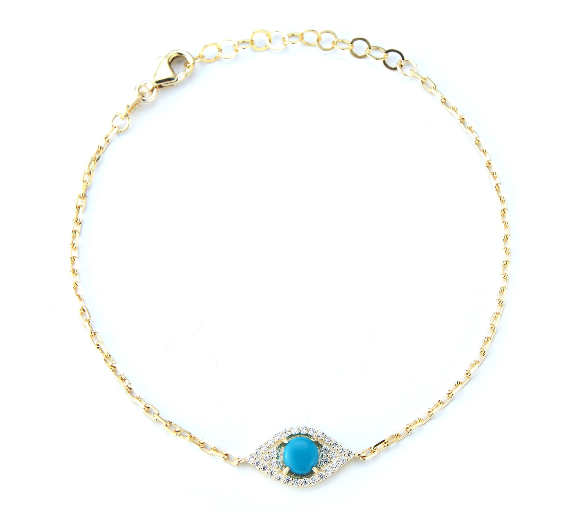 Sterlina Silver Simulated Turquoise Eye Bracelet, Sterling