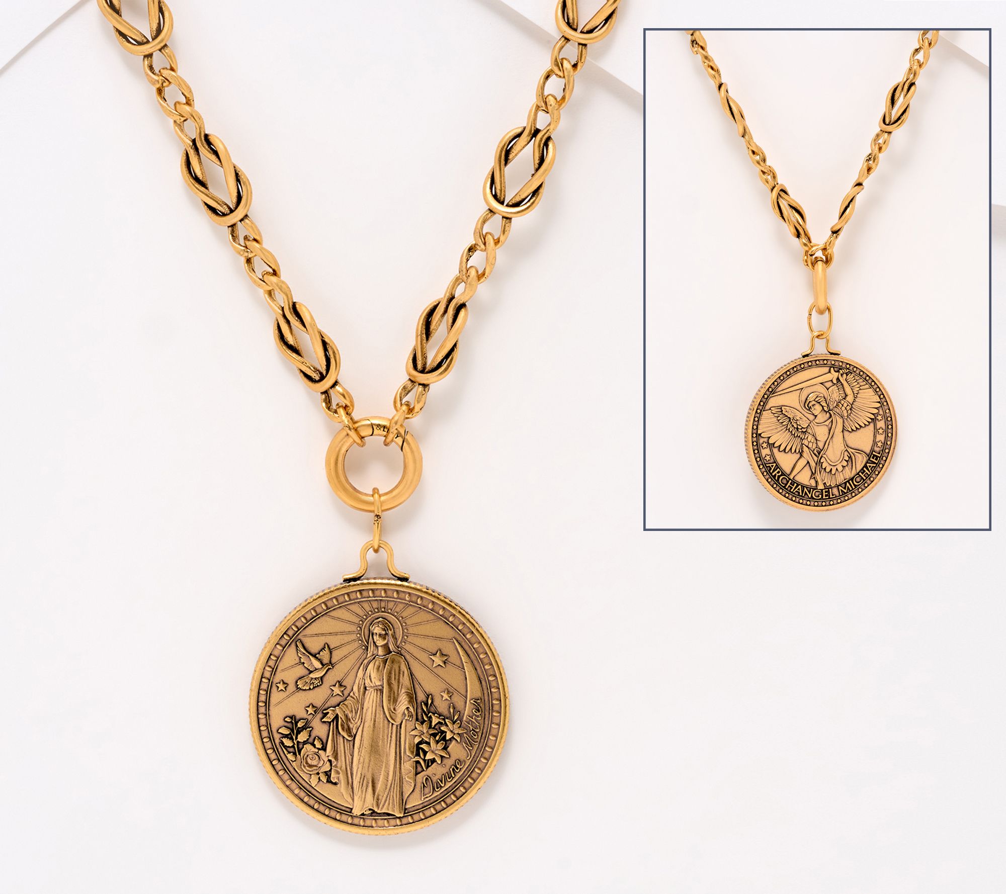 Divinely Guided by Theresa Caputo Large Saint & Mary Coin Necklace