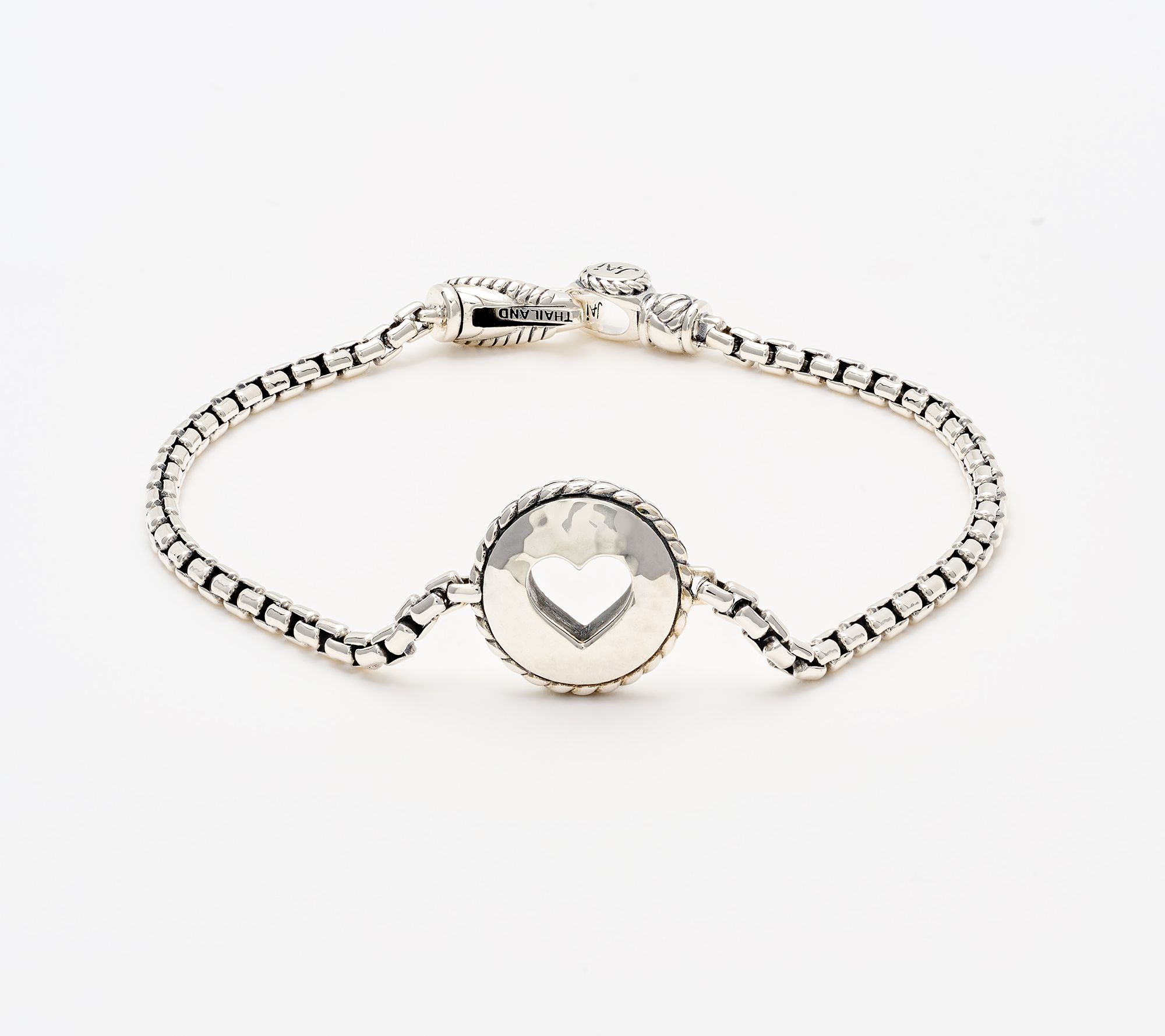 JAI Sterling Silver Symbols of Love Station 2.7mm Bracelet