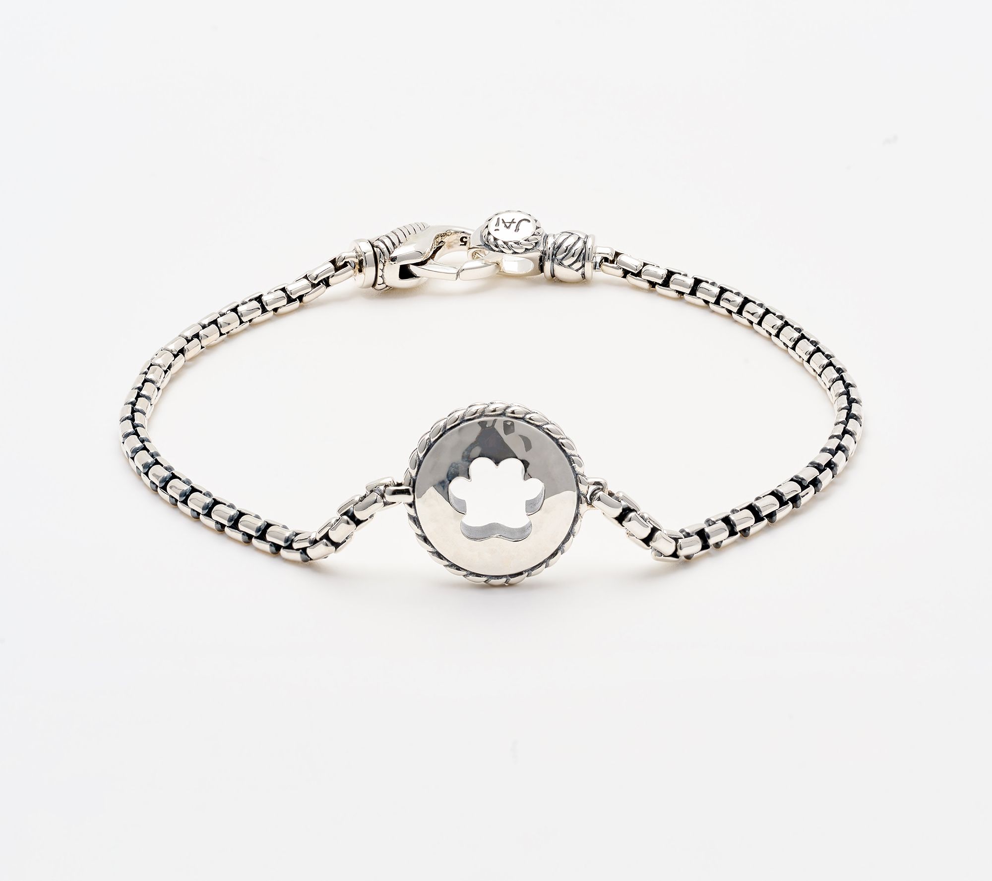 JAI Sterling Silver Symbols of Love Station 2.7mm Bracelet