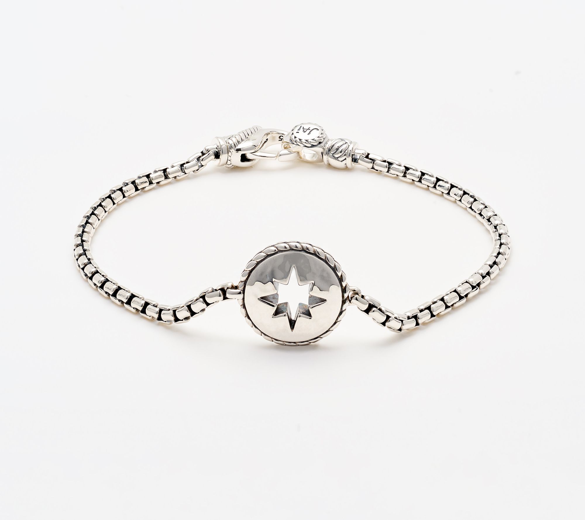 JAI Sterling Silver Symbols of Love Station 2.7mm Bracelet