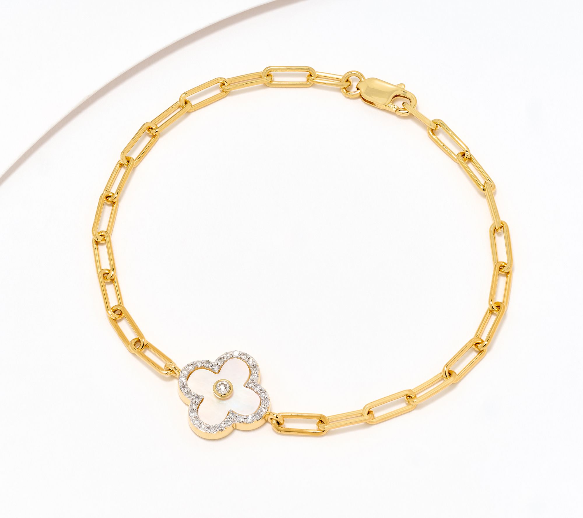 "As Is" Accents by Affinity 0.21 cttw MOP Clover Linked Bracelet, Sterl