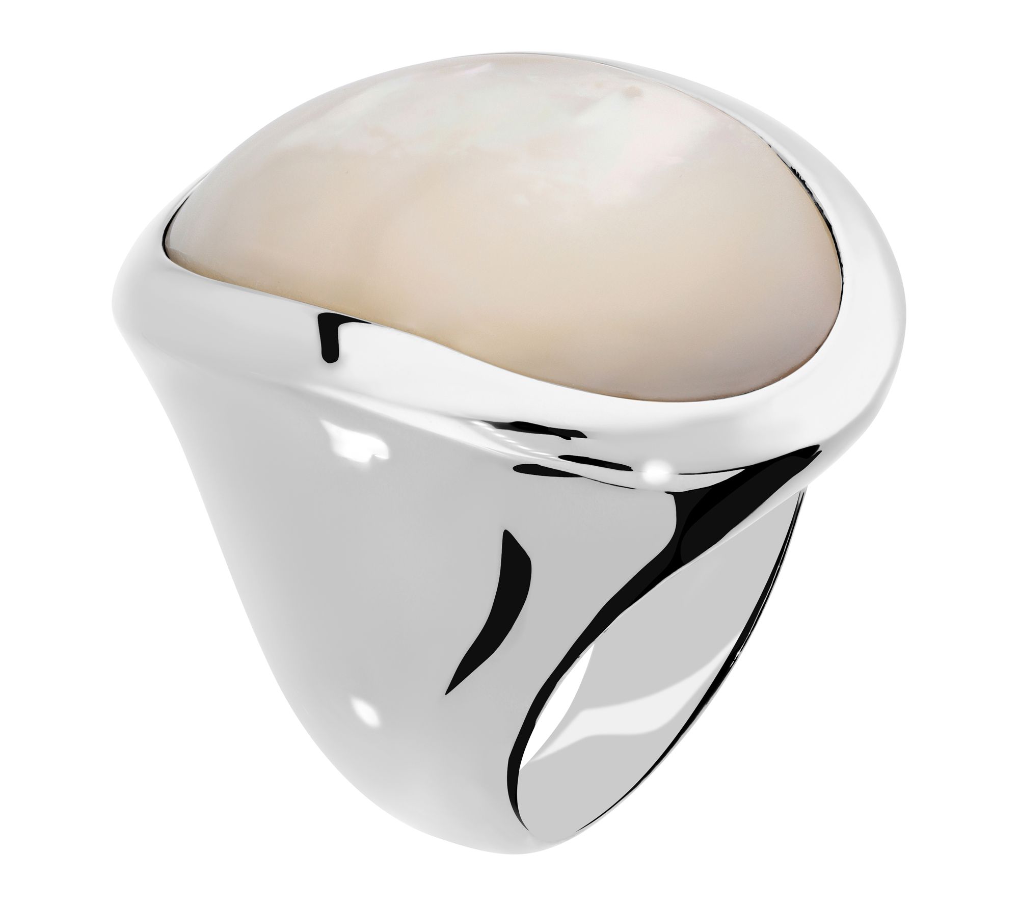 Honora Stainless Steel Oval Mother of Pearl Ring