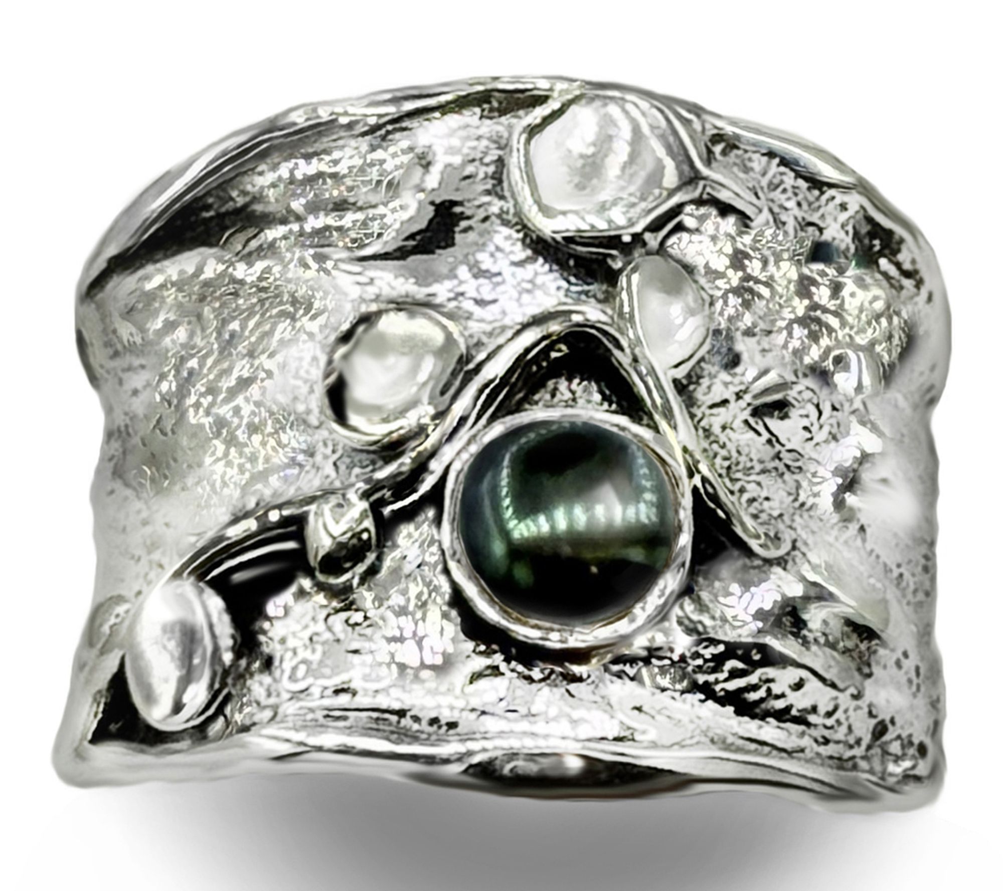 Hagit Sterling Silver Cultured Pearl Graceful 'Ivy' Ring