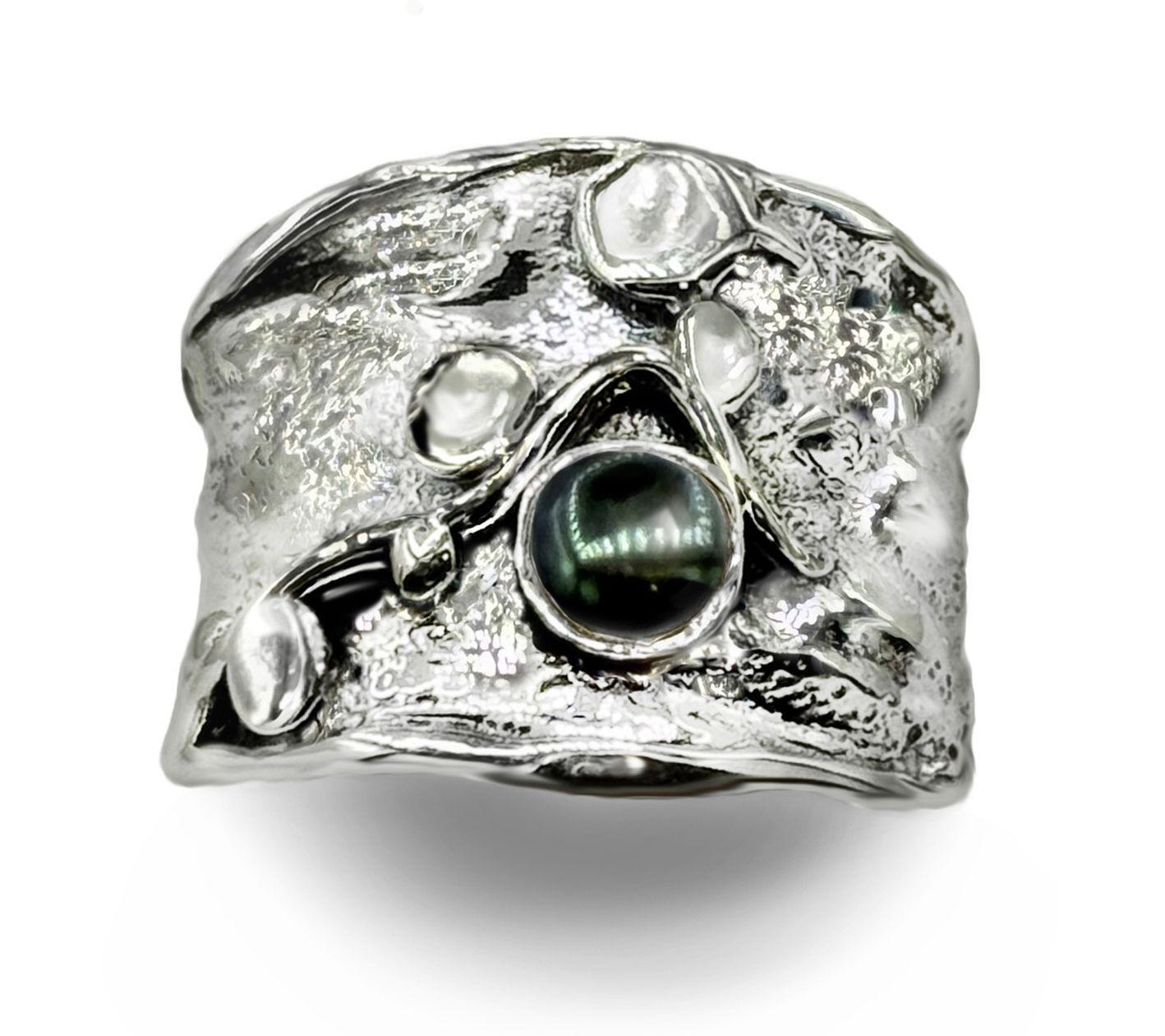 Hagit Sterling Silver Cultured Pearl Graceful 'Ivy' Ring