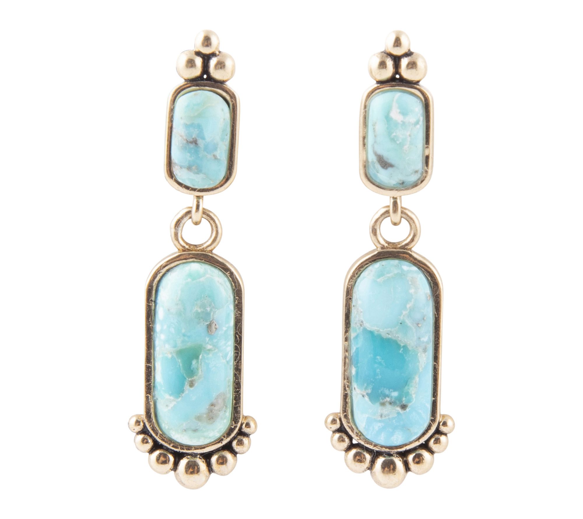 Barse Artisan Crafted Bronze Plateau TurquoiseEarrings