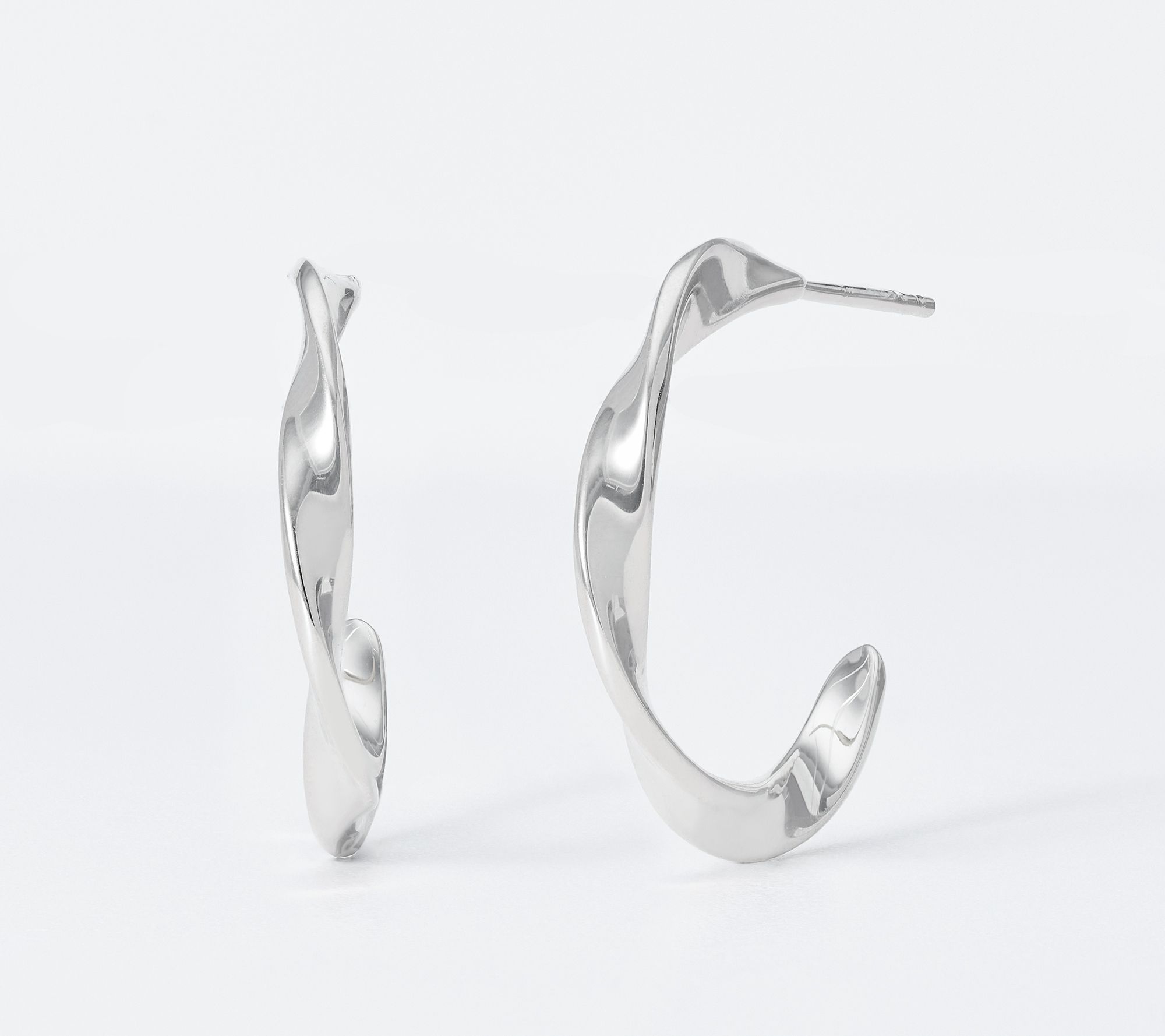 Christian James by Scott Grimes Sterling Silver 1" Ripple Hoop Earrings