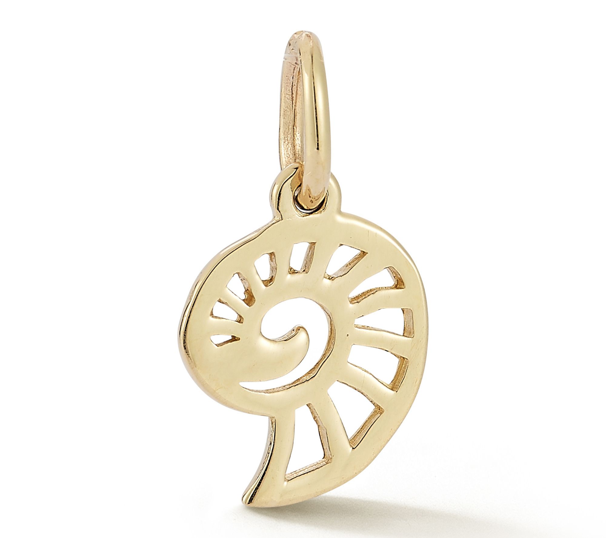 Italian Gold Flat Shell Pendant, 14K
