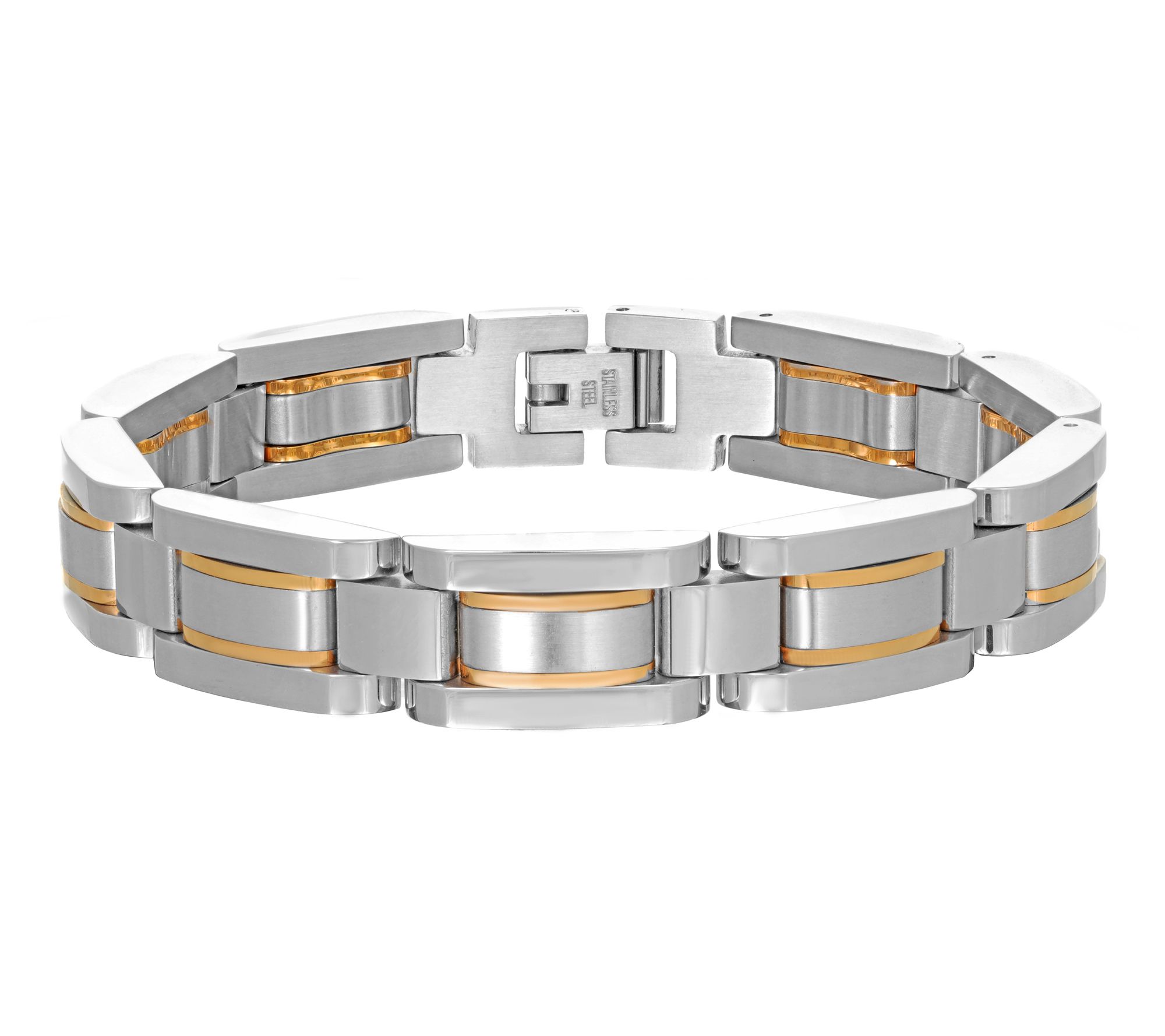 LYNX Men's Stainless Steel Gold Ion-Plated Link Bracelet