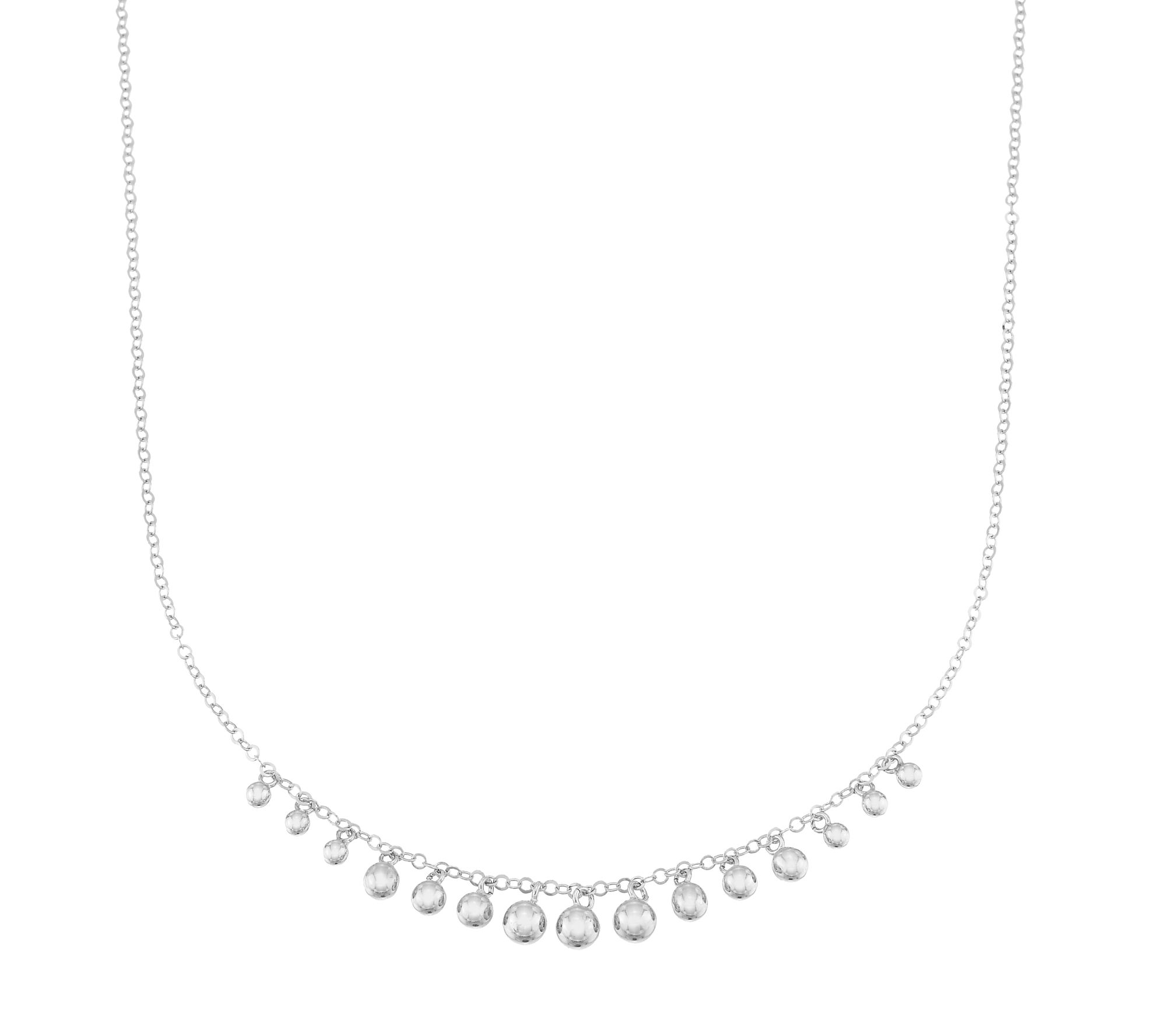 Silver Style Graduated Bead Drop Necklace, Sterling